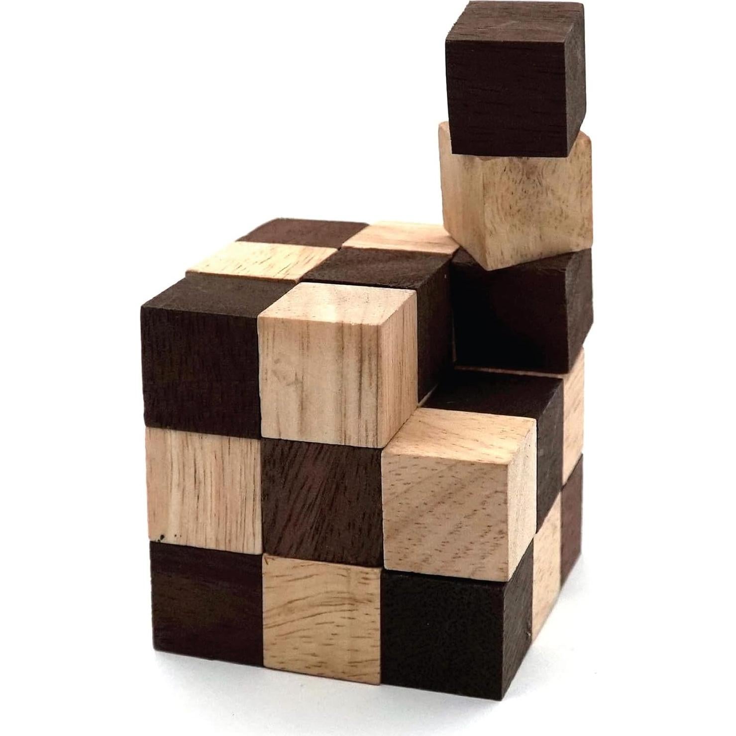 Cubo de Rompecabezas de Serpiente BSIRI 3D Madera 6x6x6 cm