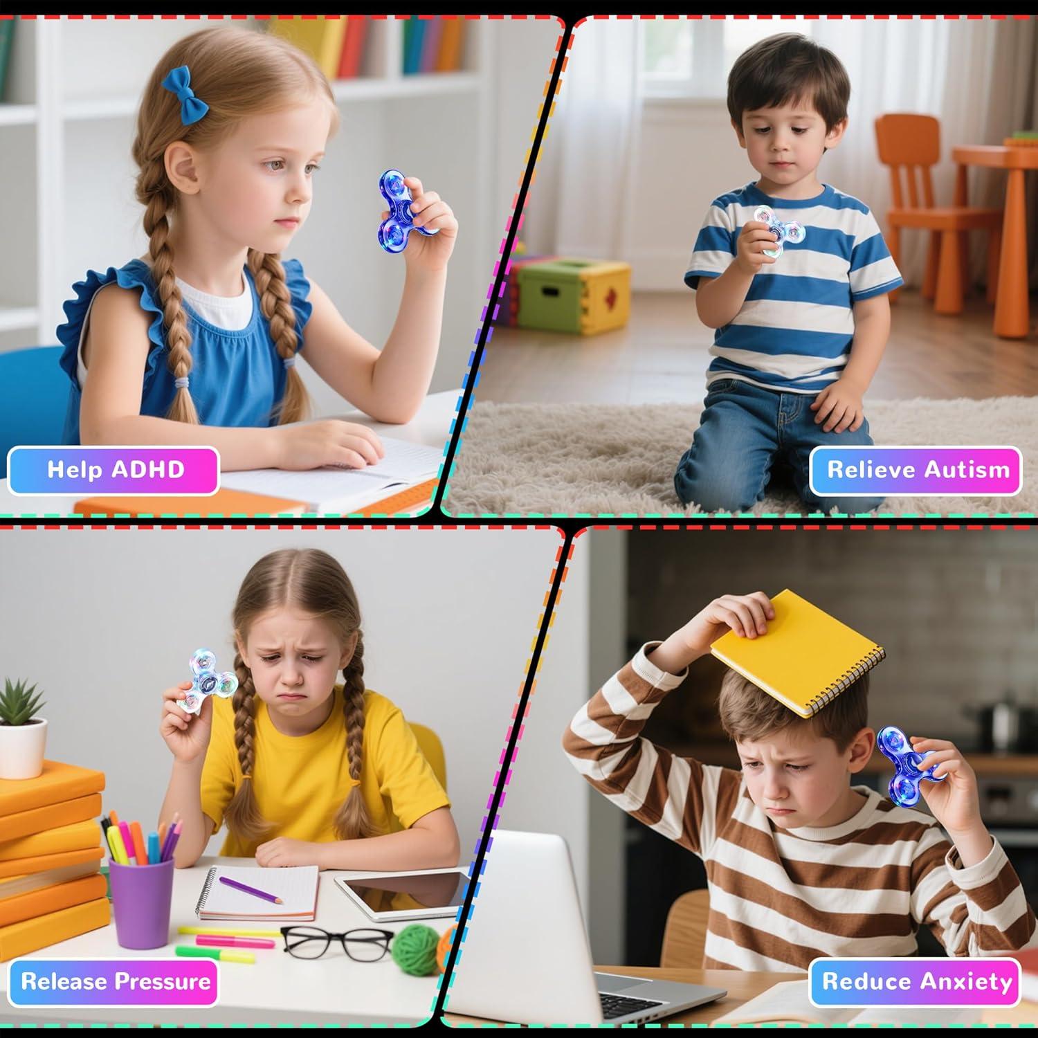 Spinner Antiestrés LED WELLVO 2 Pcs Juguetes Iluminados