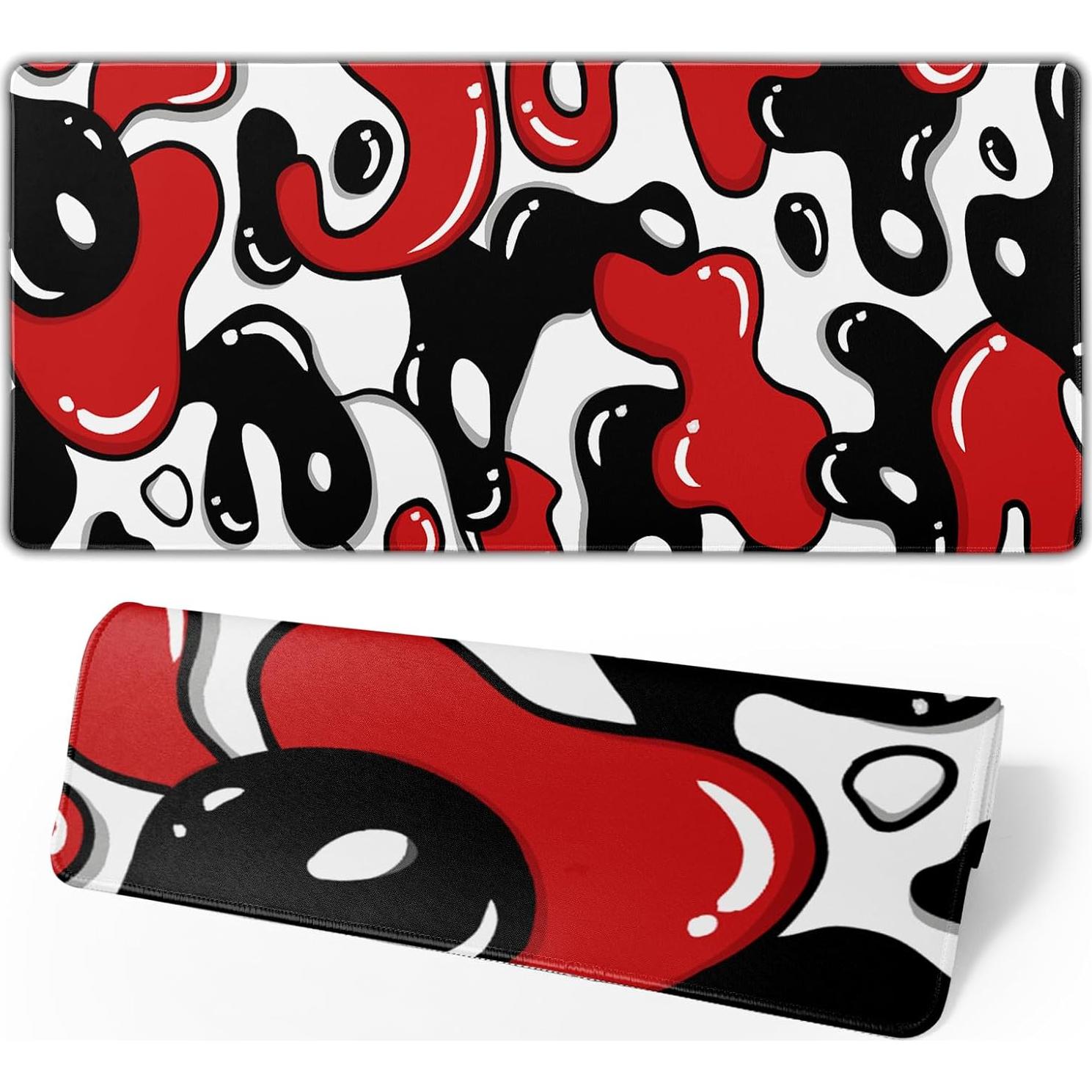 Alfombrilla de Ratón Granbey Geométrica Roja y Negra 80x30 cm