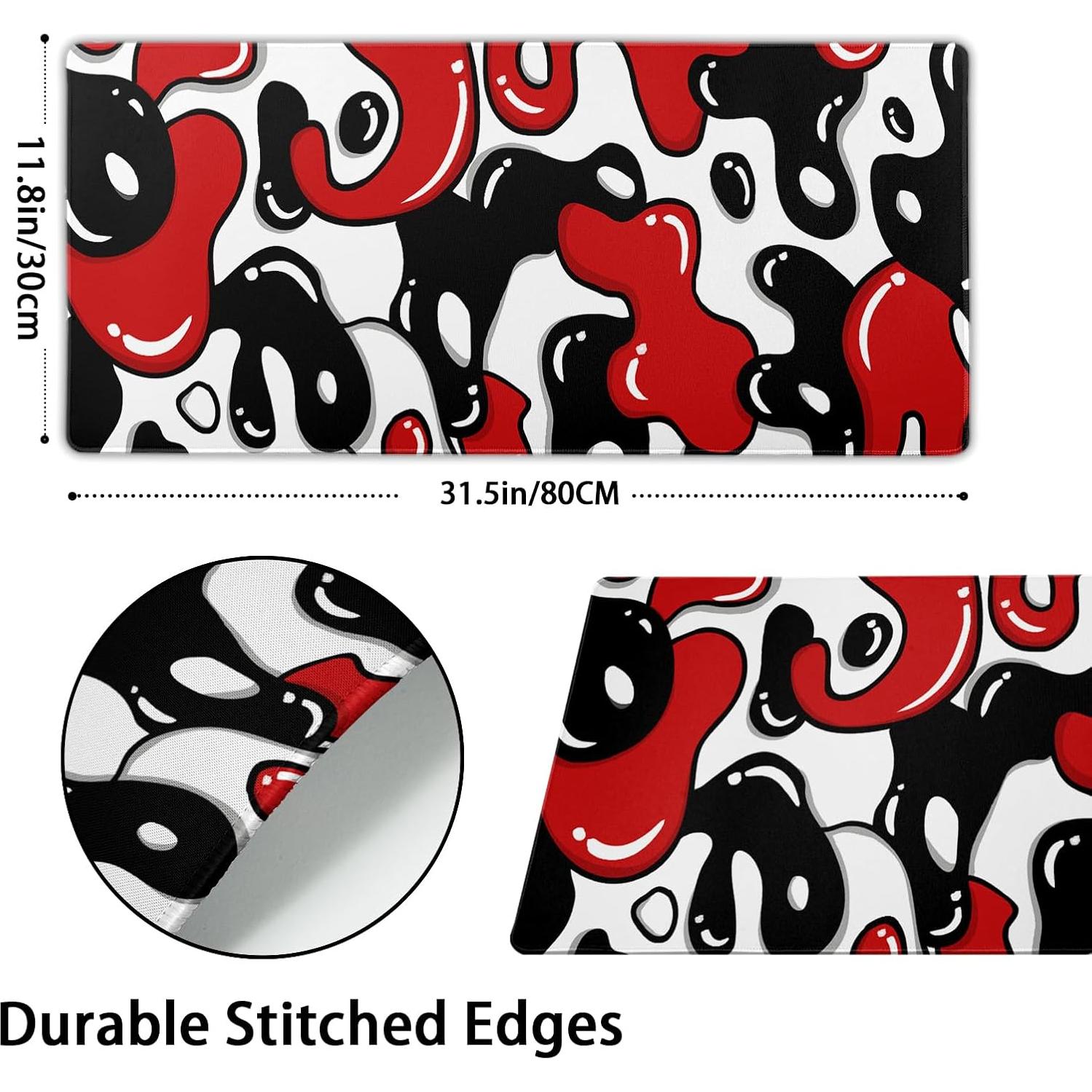 Alfombrilla de Ratón Granbey Geométrica Roja y Negra 80x30 cm