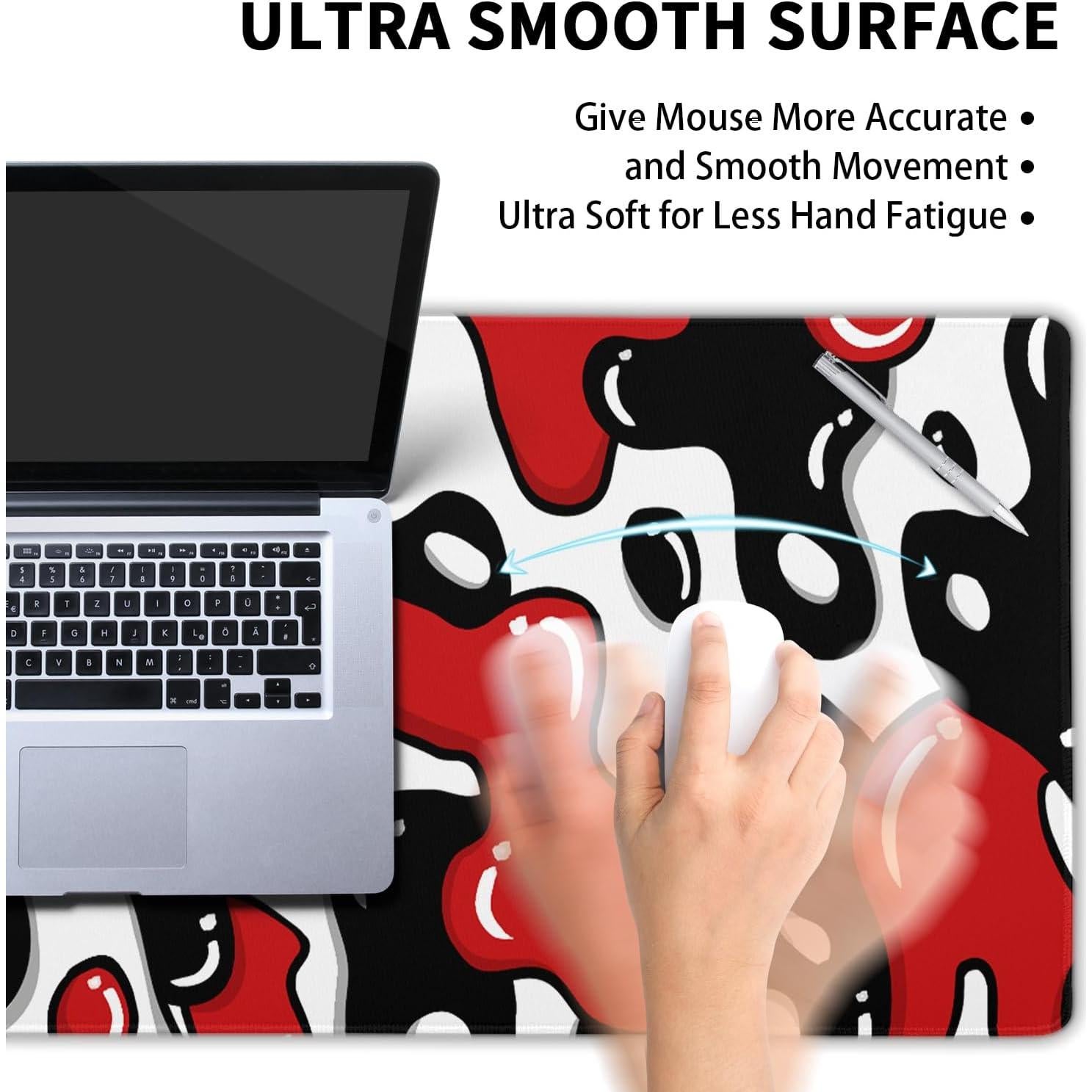 Alfombrilla de Ratón Granbey Geométrica Roja y Negra 80x30 cm