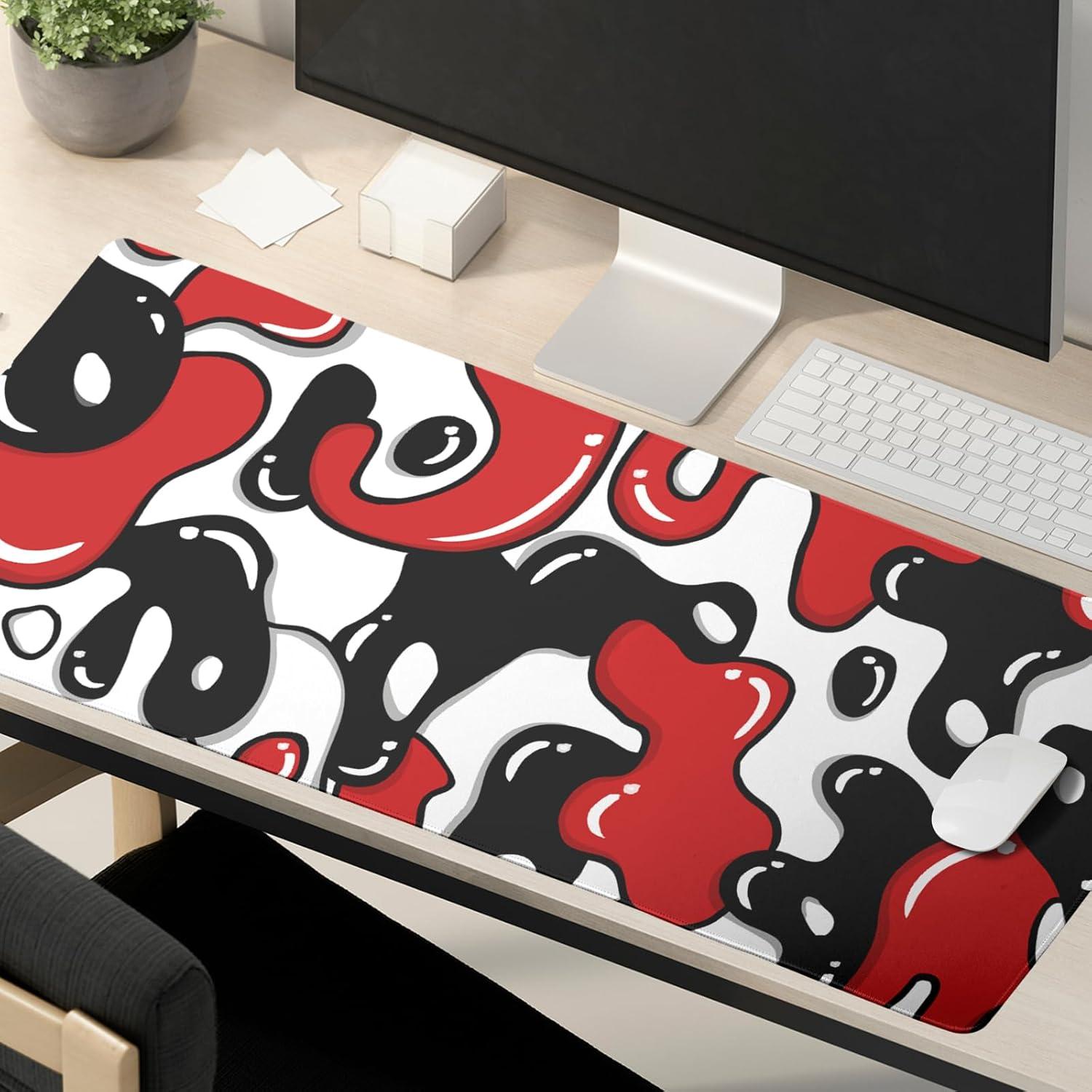 Alfombrilla de Ratón Granbey Geométrica Roja y Negra 80x30 cm