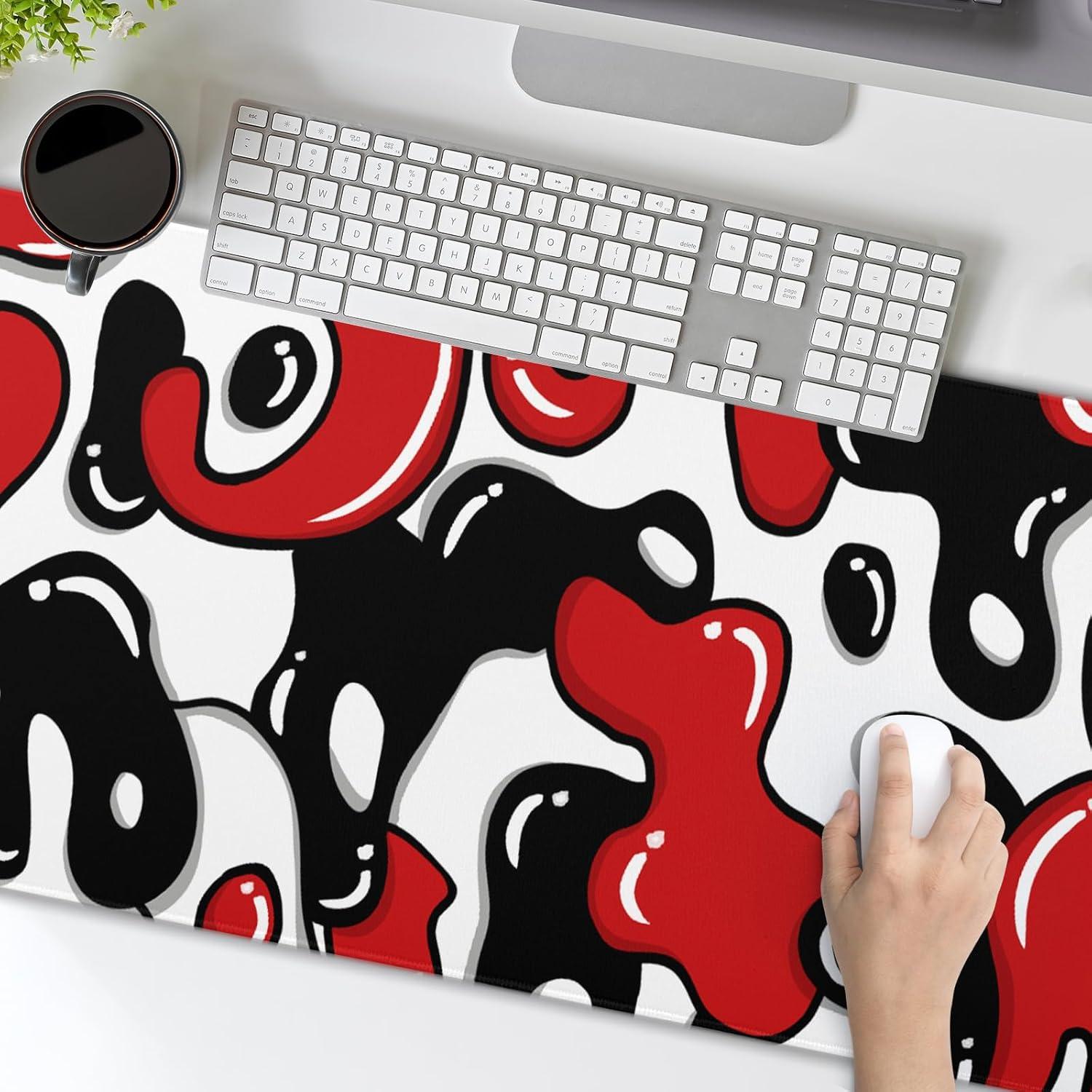 Alfombrilla de Ratón Granbey Geométrica Roja y Negra 80x30 cm