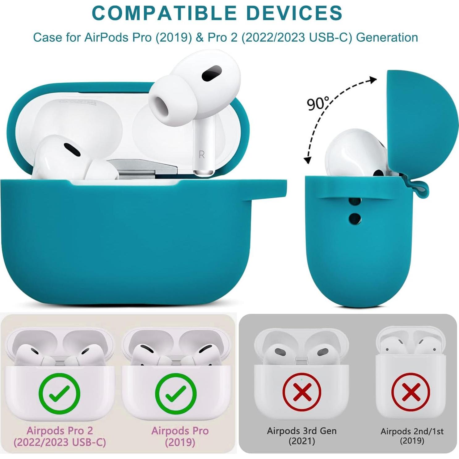 Funda de Silicona KOUJAON para AirPods Pro 1ra/2da Gen Verde Aqua