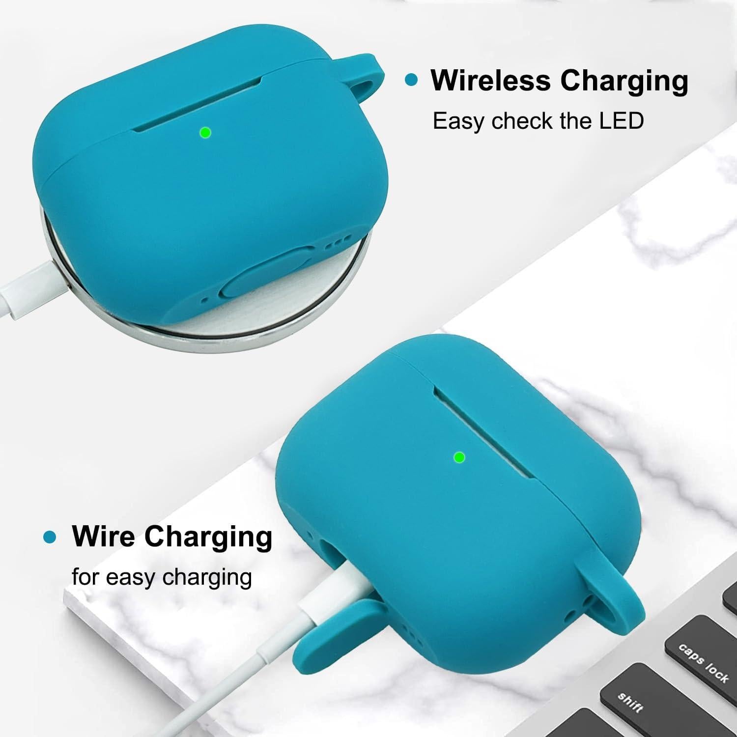 Funda de Silicona KOUJAON para AirPods Pro 1ra/2da Gen Verde Aqua