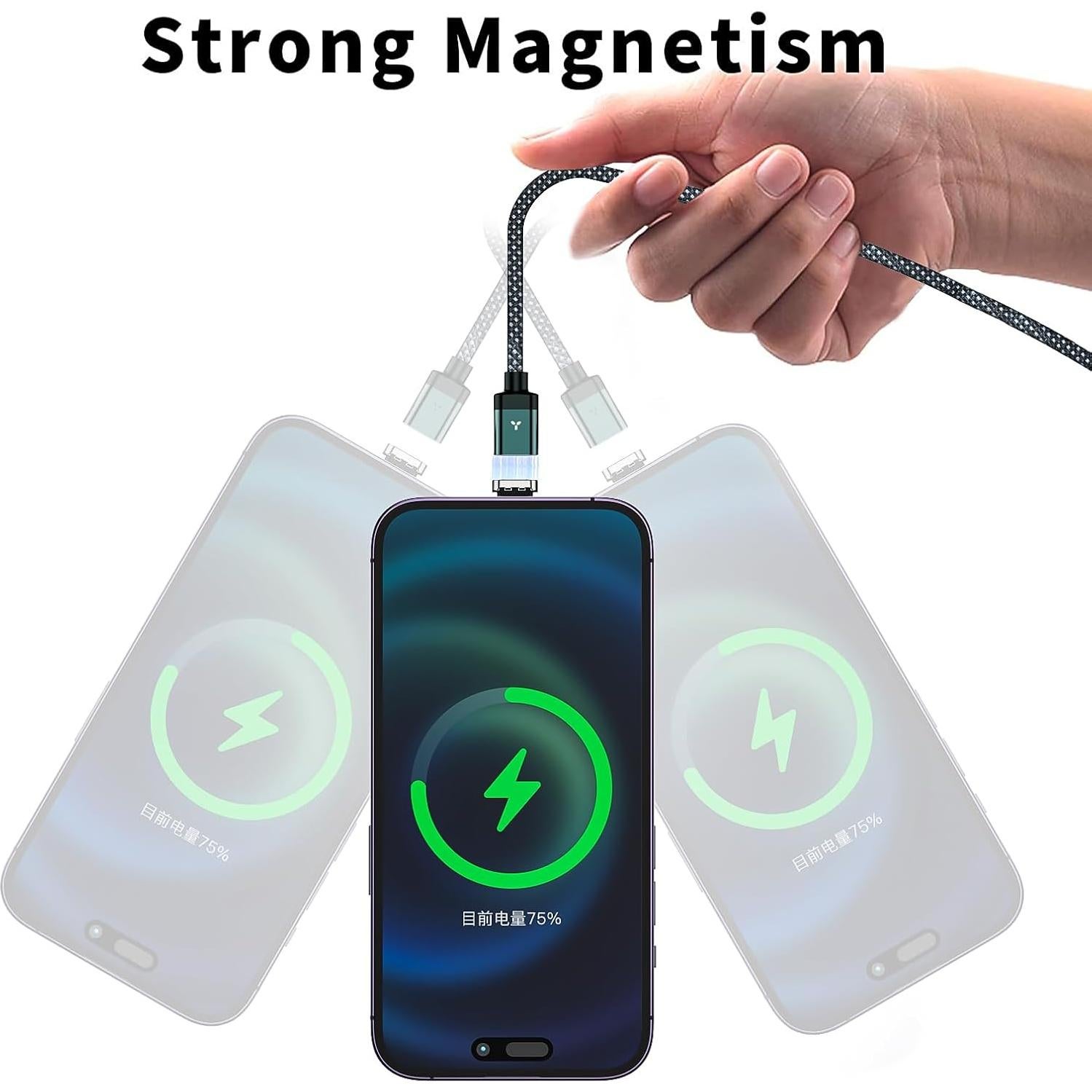 Cable de Carga Magnético USB-C 100W 2 en 1 CNakdDG Verde