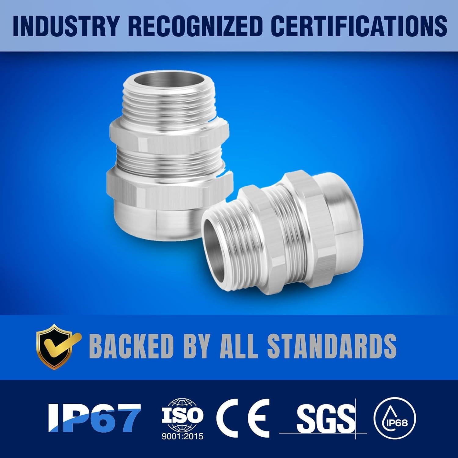 Abrazaderas de Cable NPT 1/2" Acero Inoxidable New Age 3 Pcs