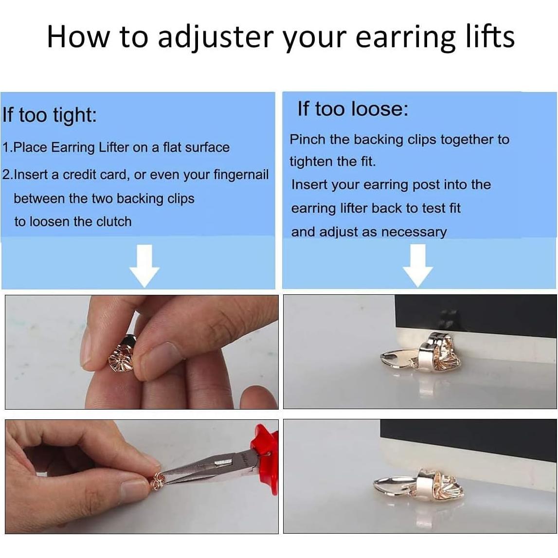 Resortes Ajustables Catinee para Aretes de Oro 14K y Plata 925 - 6 Pares