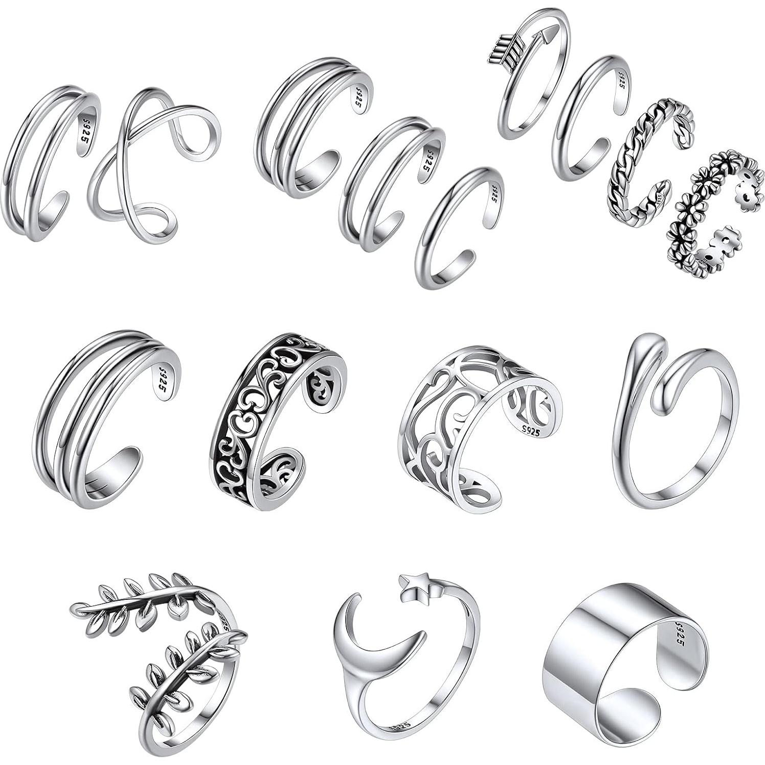 Anillo de Dedo del Pie Ajustable Plata Esterlina 925 SILVERCUTE