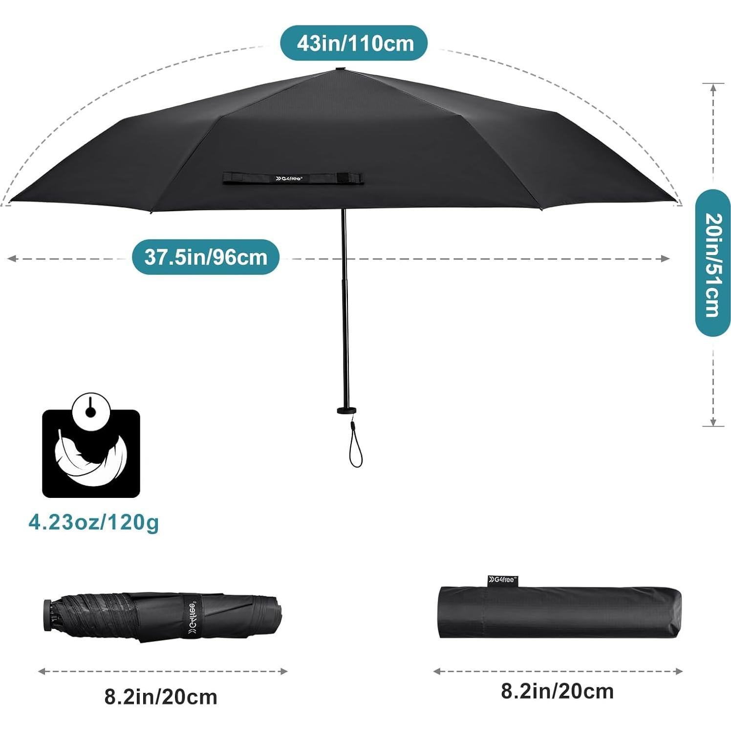 Paraguas Mini de Viaje G4Free 109 cm Ultraligero UPF 50+