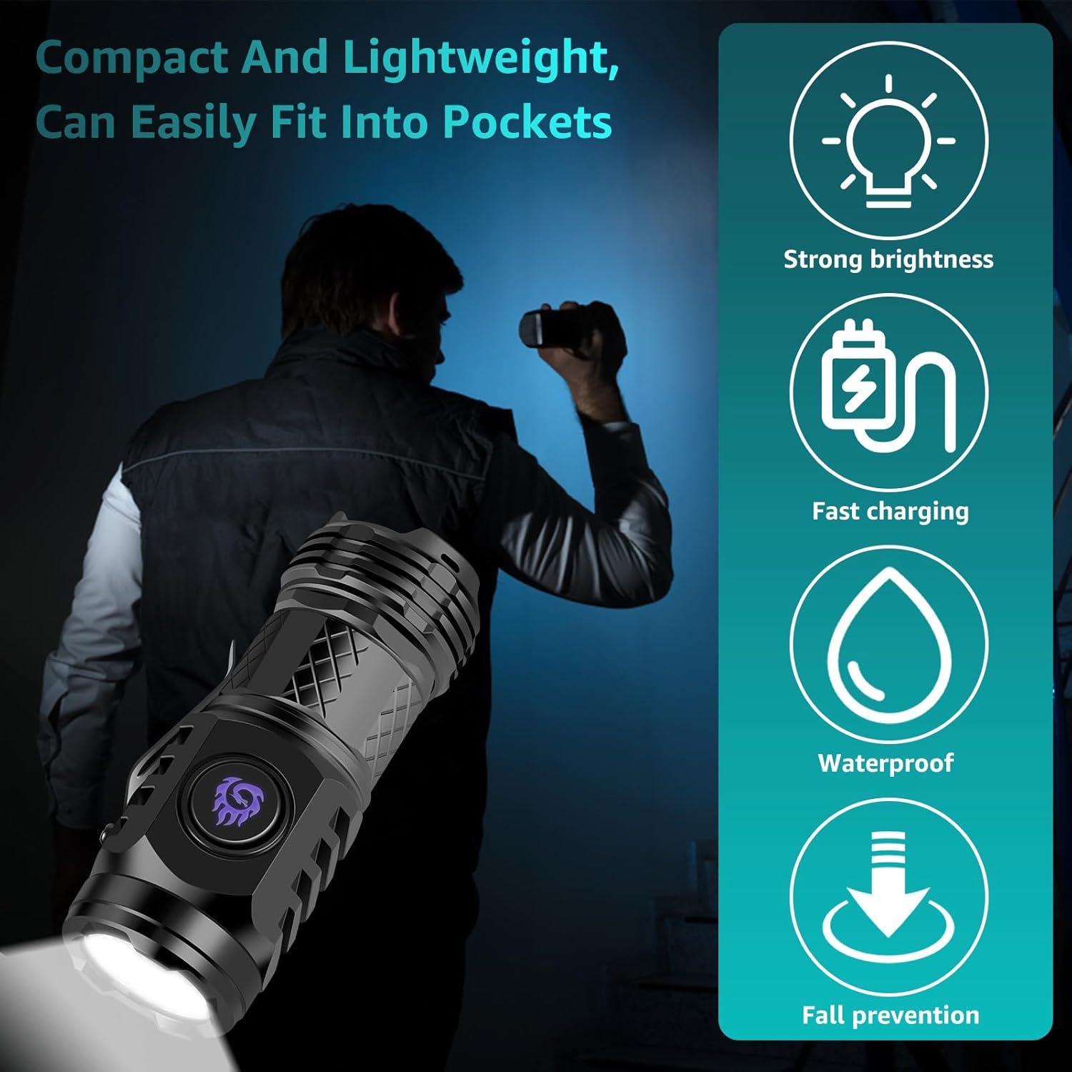 Mini Linterna LED NEMTMCUA 5 Modos Impermeable IPX4 8.2cm