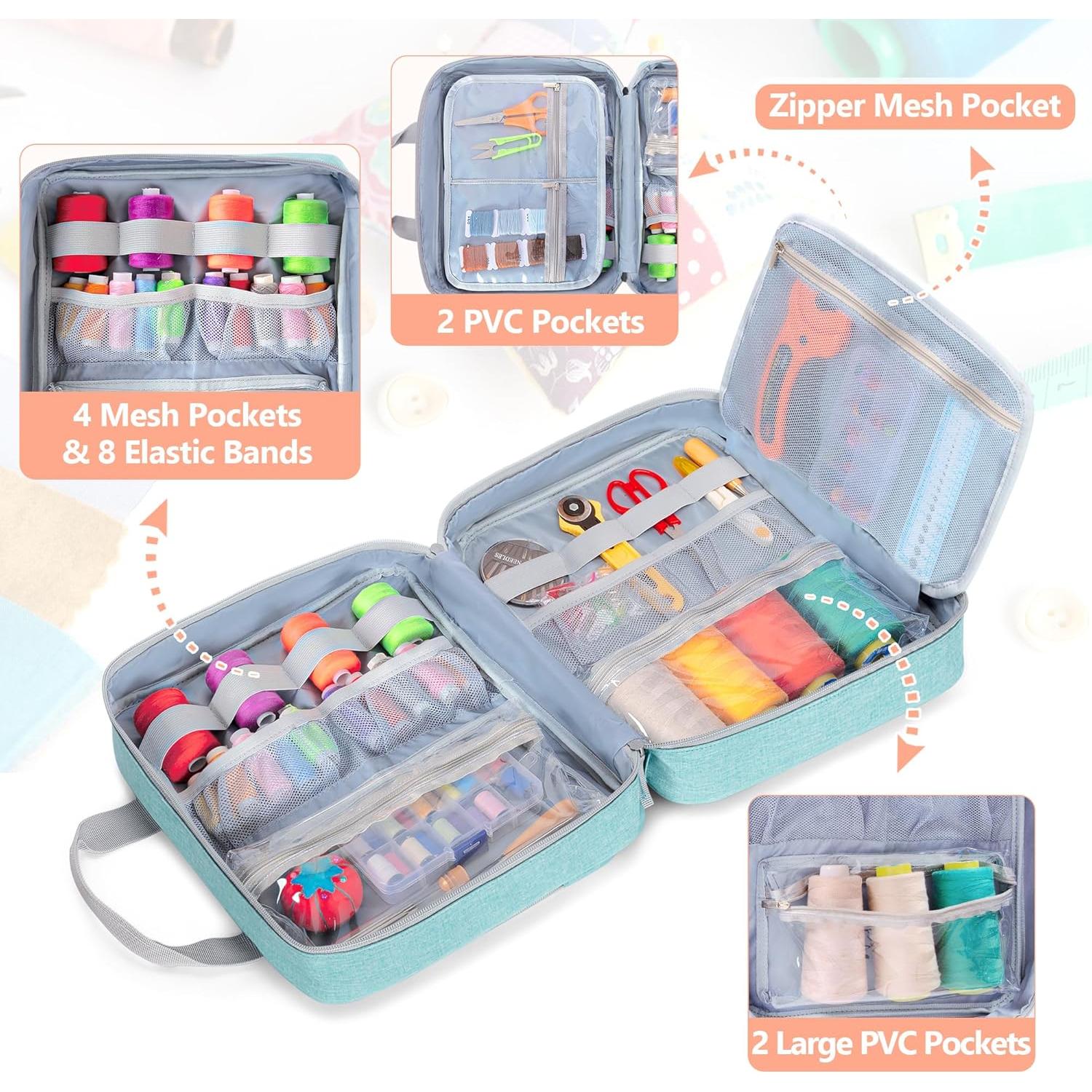 Organizador de Costura LUXJA Azul con Bolsillos Versátiles