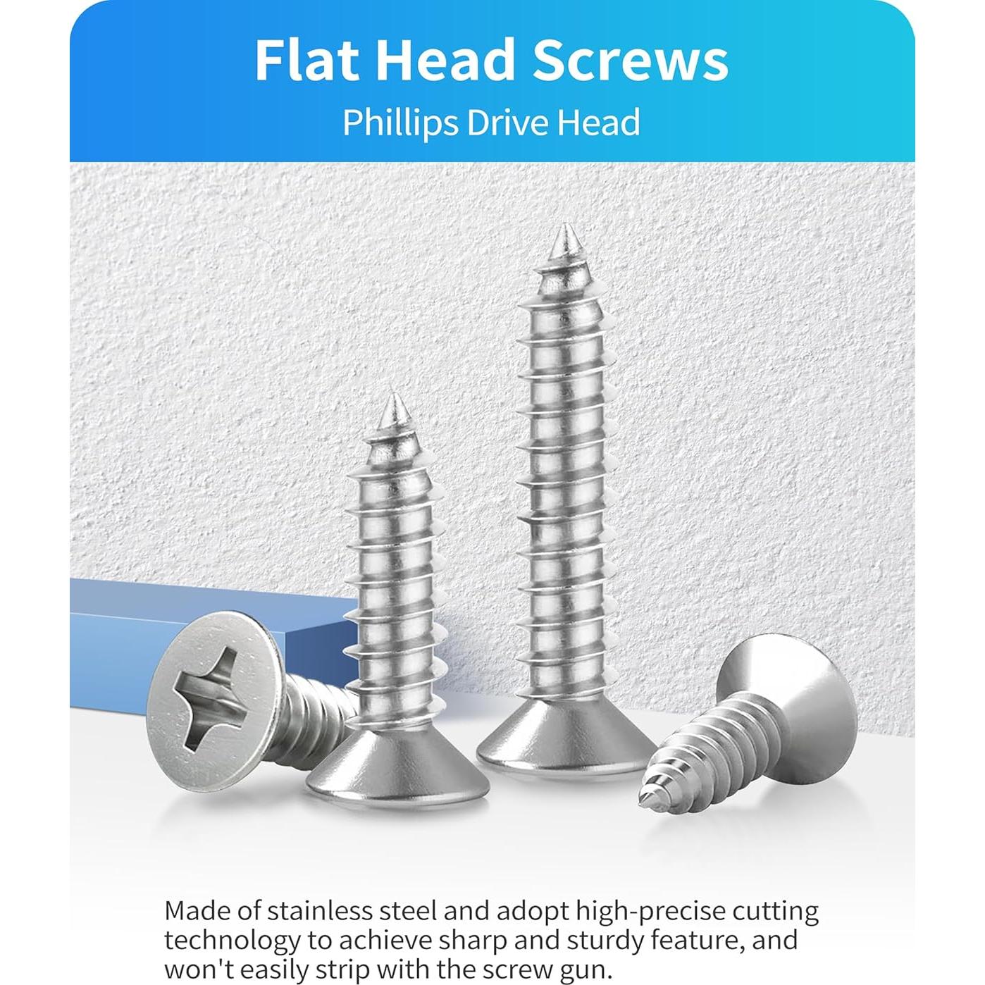 Conjunto de Tornillos de Madera DIVANC 520 Pcs Acero Inoxidable