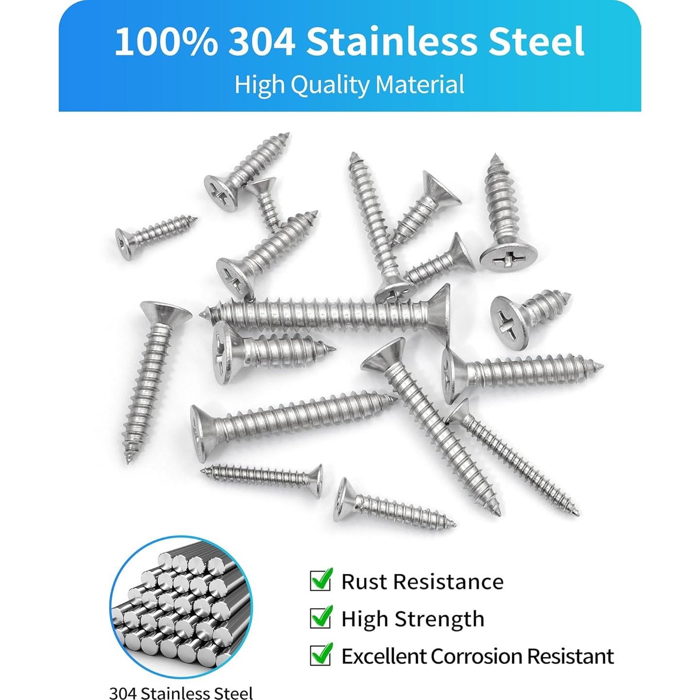 Conjunto de Tornillos de Madera DIVANC 520 Pcs Acero Inoxidable