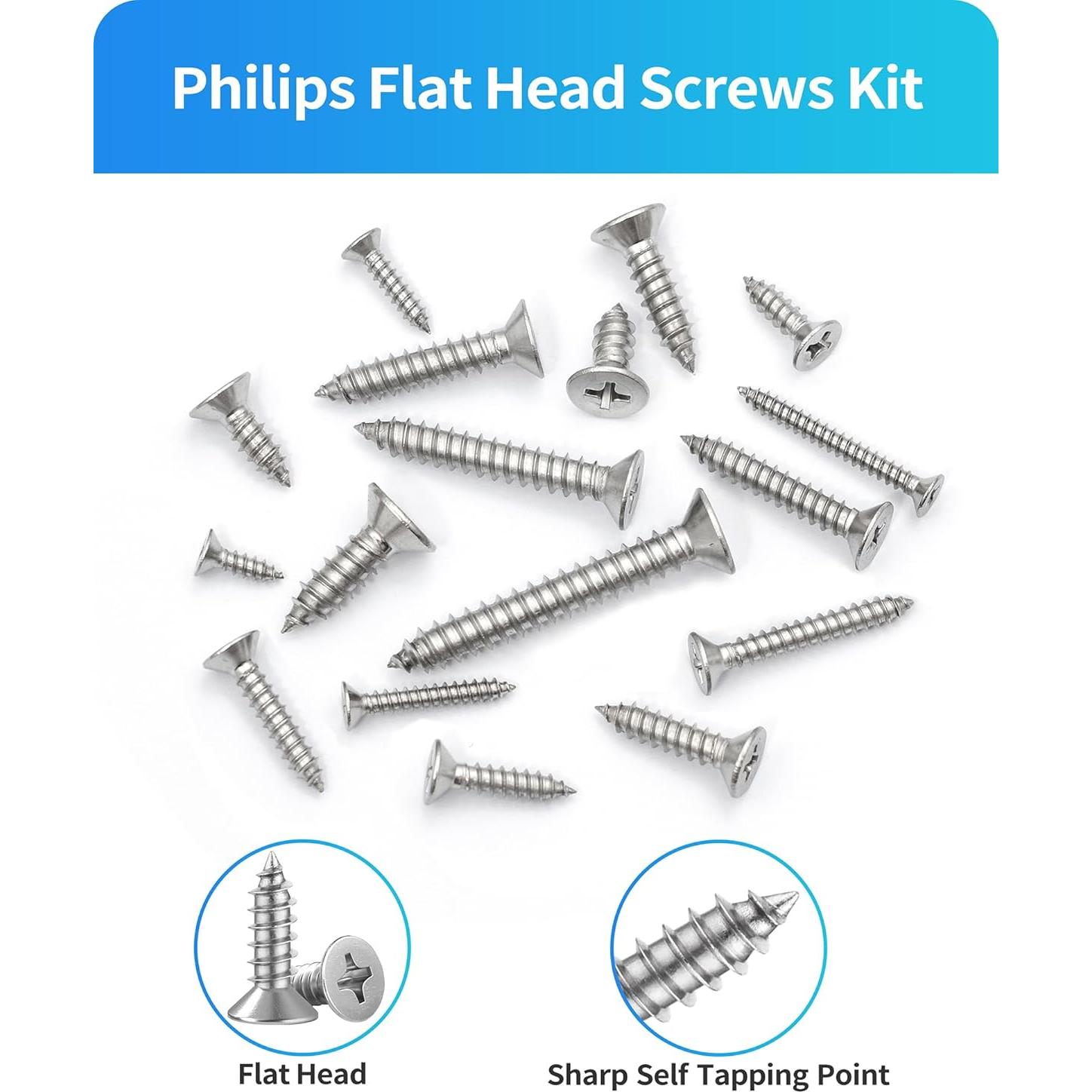 Conjunto de Tornillos de Madera DIVANC 520 Pcs Acero Inoxidable