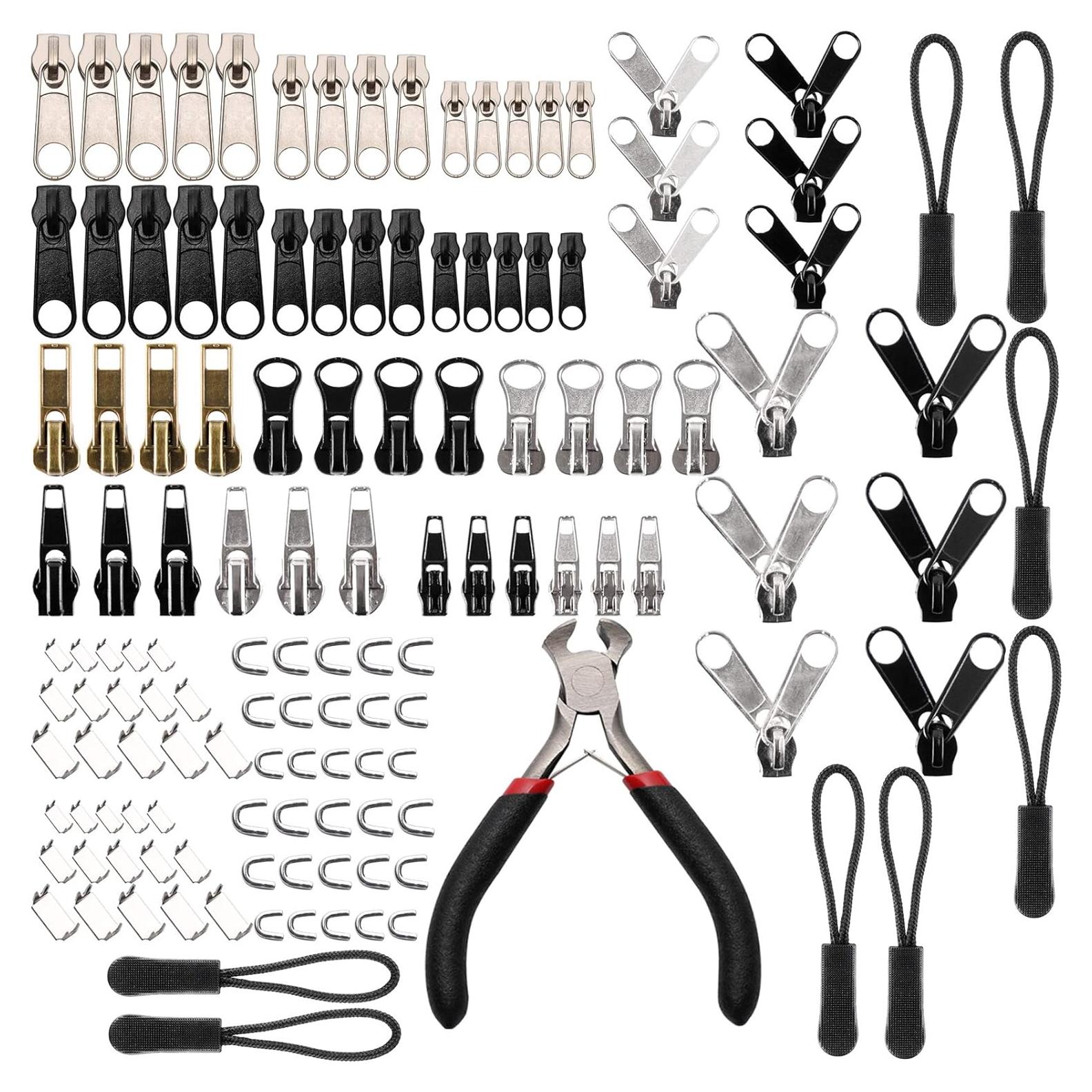 Kit de Reparación de Cremalleras 205 Piezas Maosifang - Negro y Plata