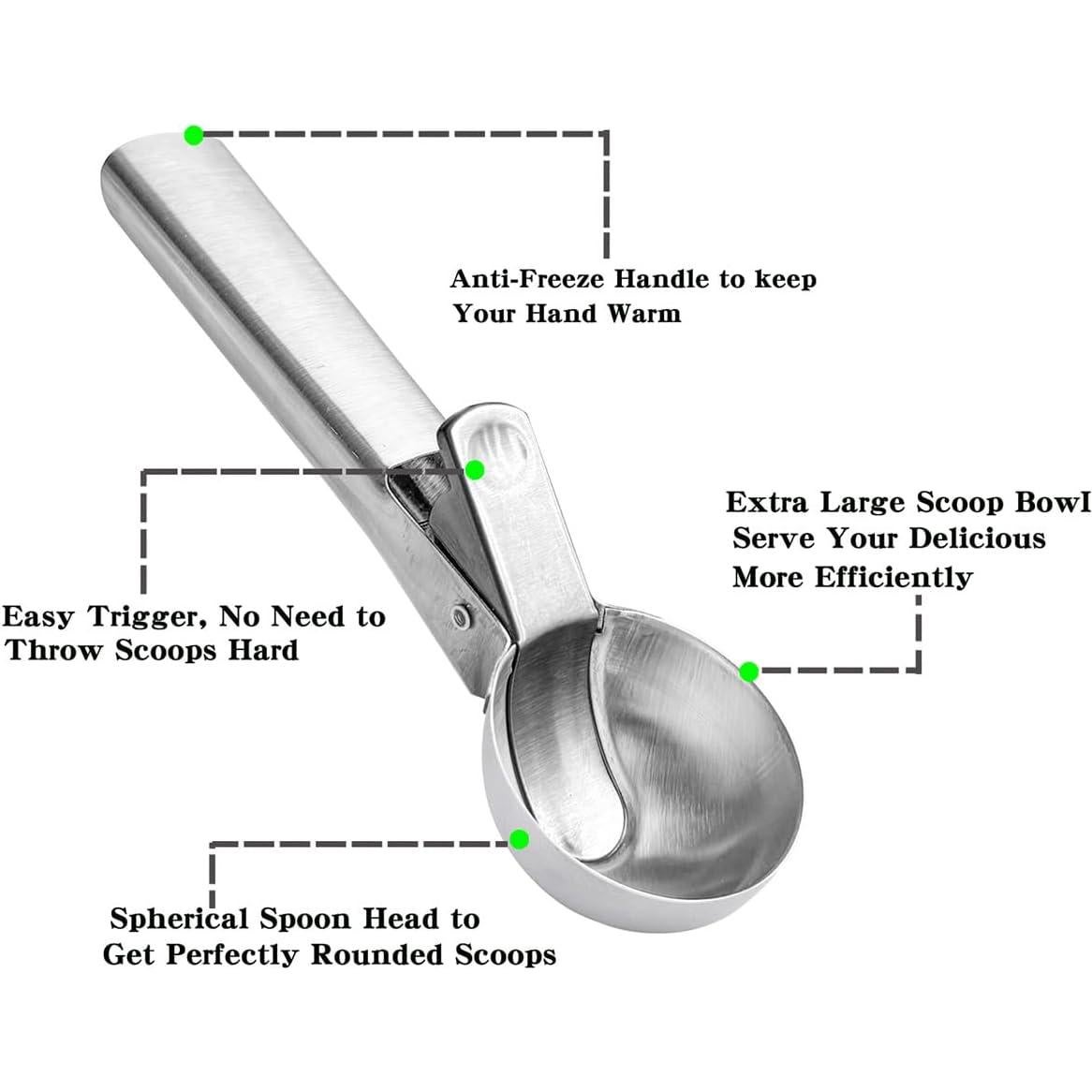 Cuchara de Helado Acero Inoxidable Tuneijue 16.8cm Ergonómica