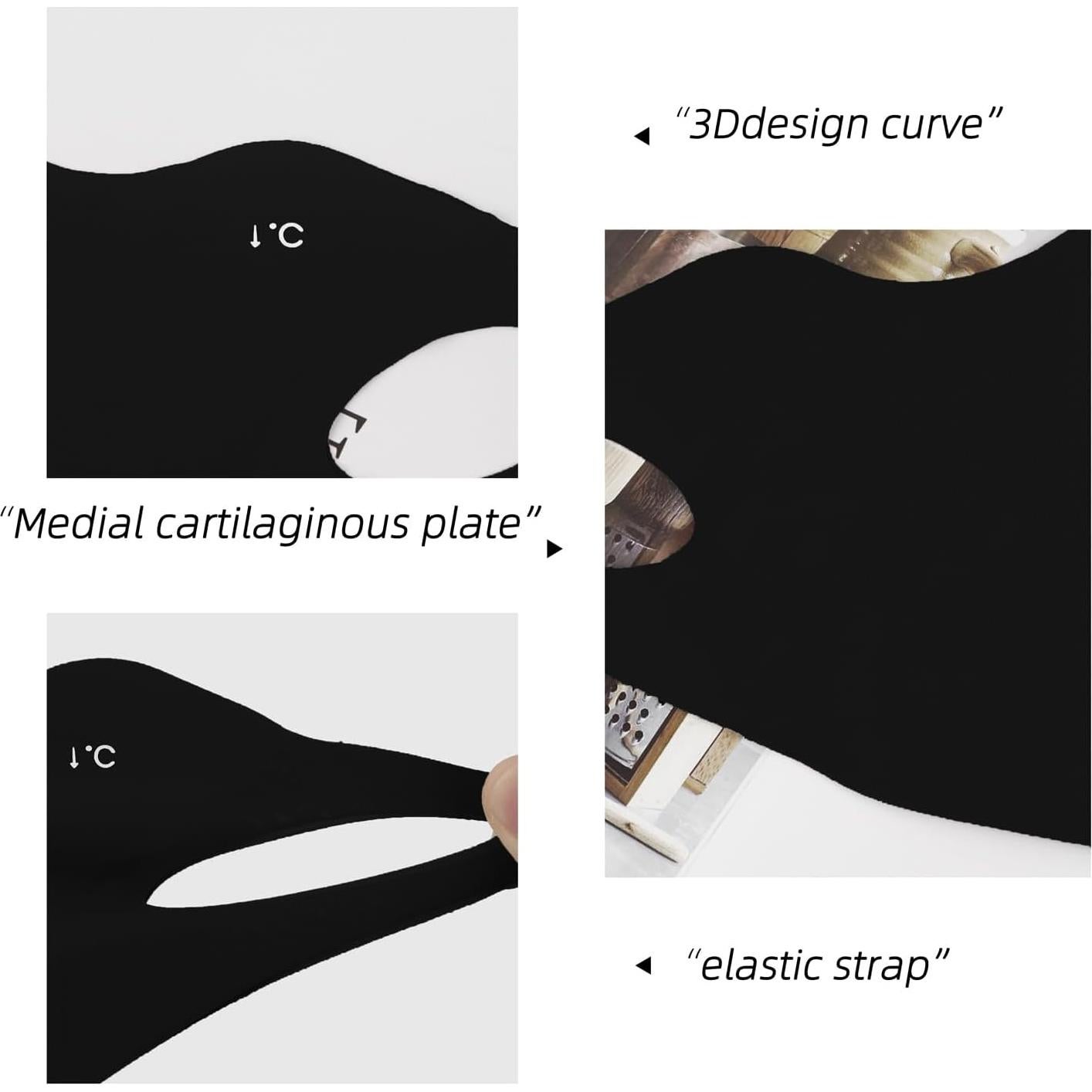 Mascarilla Facial Reutilizable UV 4 Piezas Unisex Negra