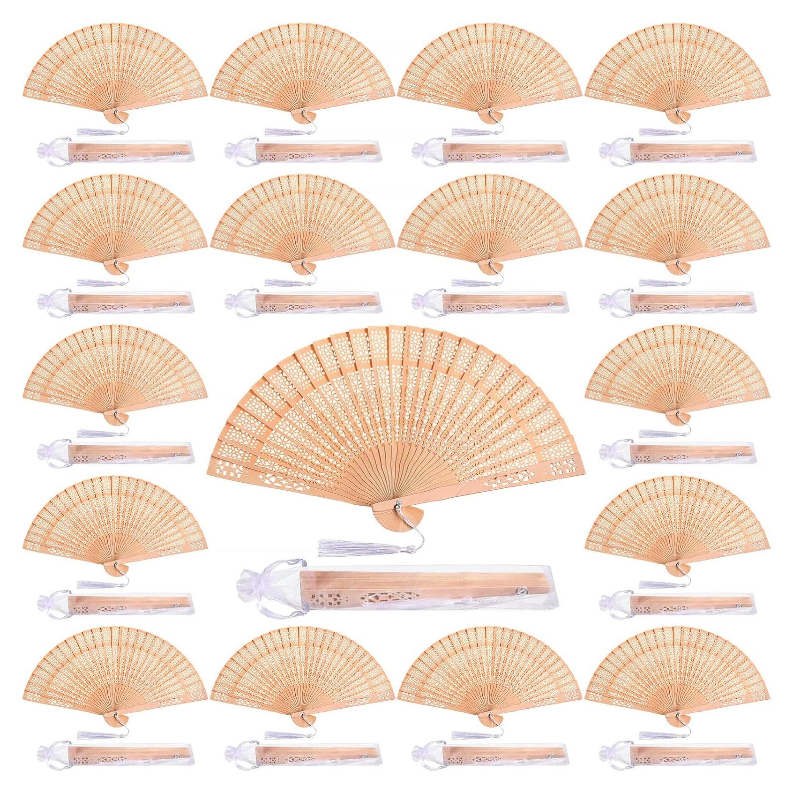 Abanicos de Madera Plegables Qunclay 60 Pcs Estilo Delicado