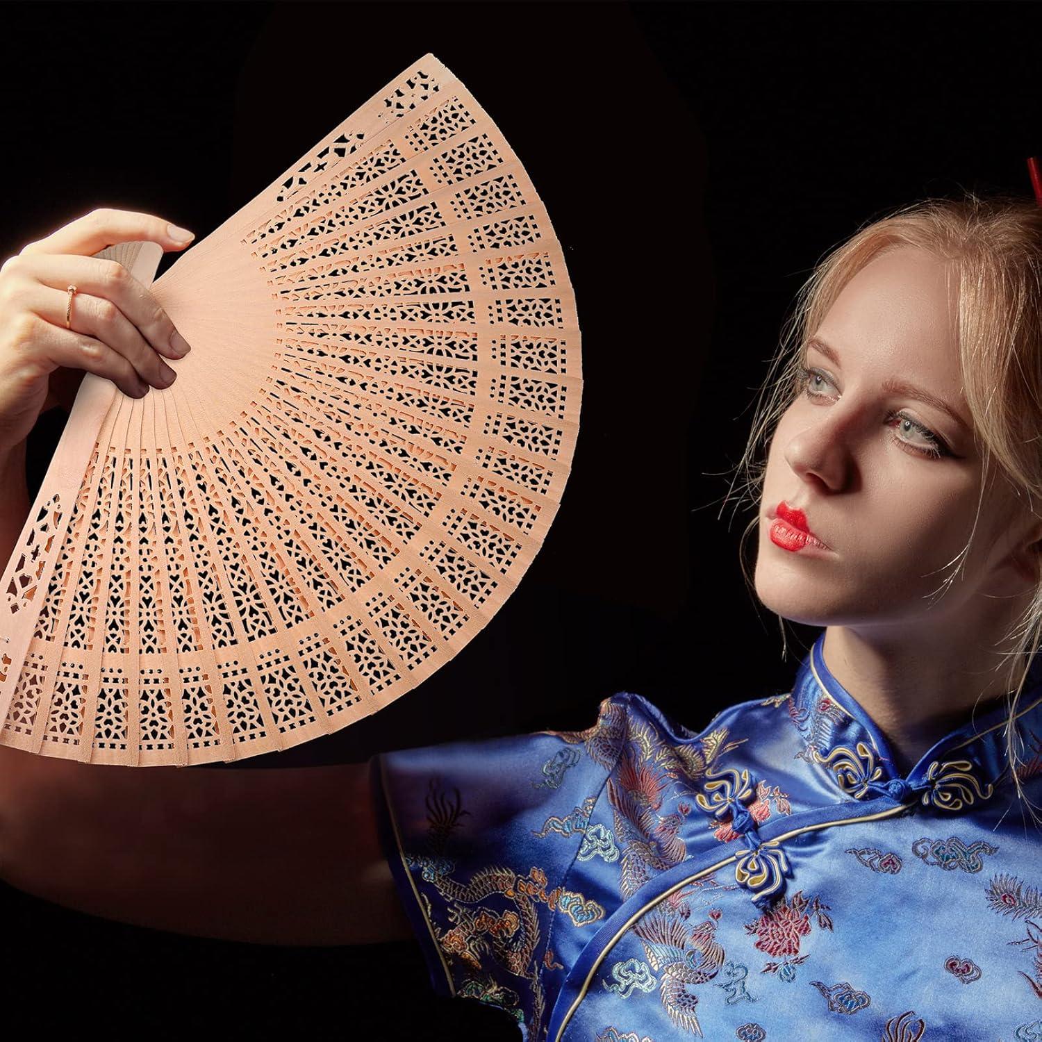 Abanicos de Madera Plegables Qunclay 60 Pcs Estilo Delicado