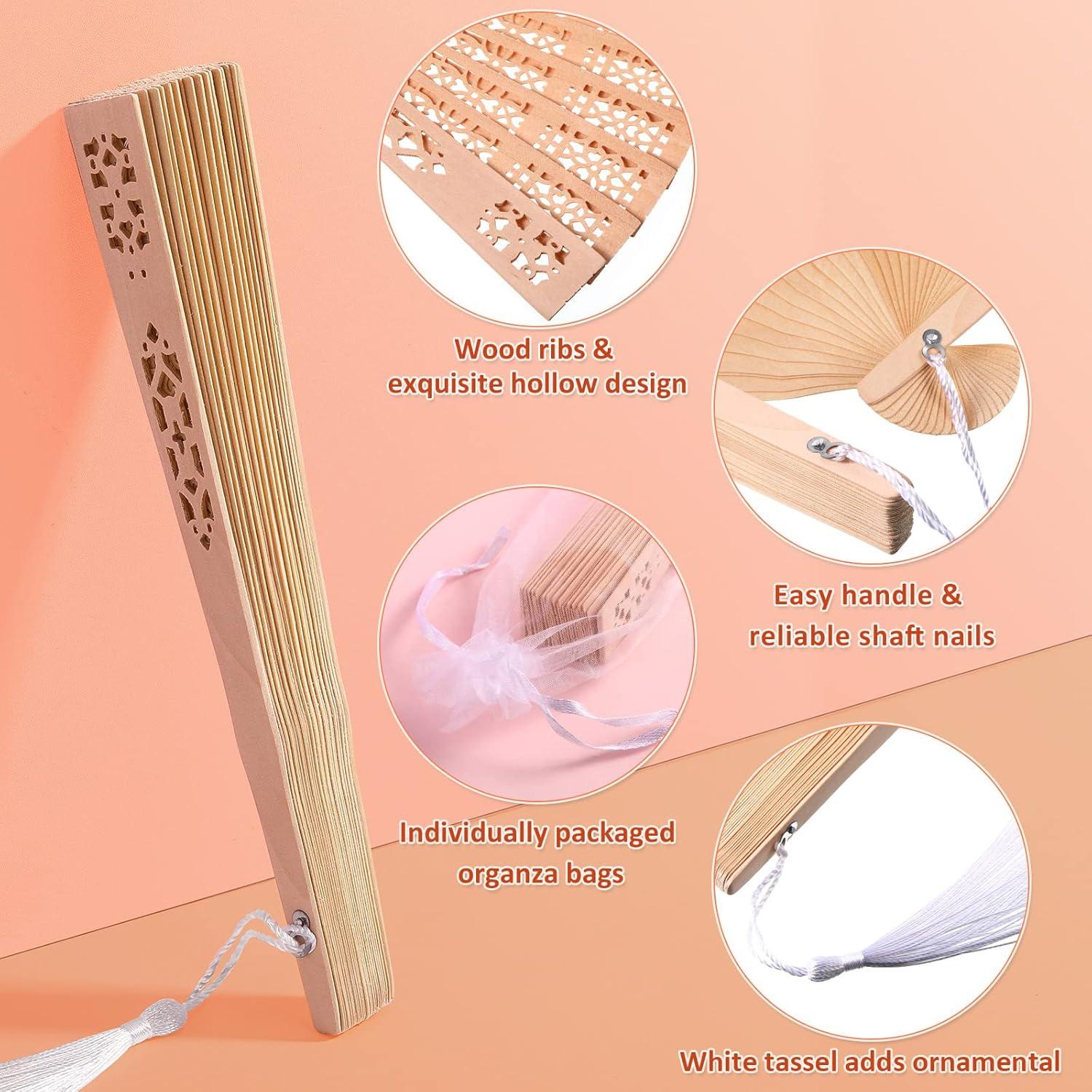 Abanicos de Madera Plegables Qunclay 60 Pcs Estilo Delicado