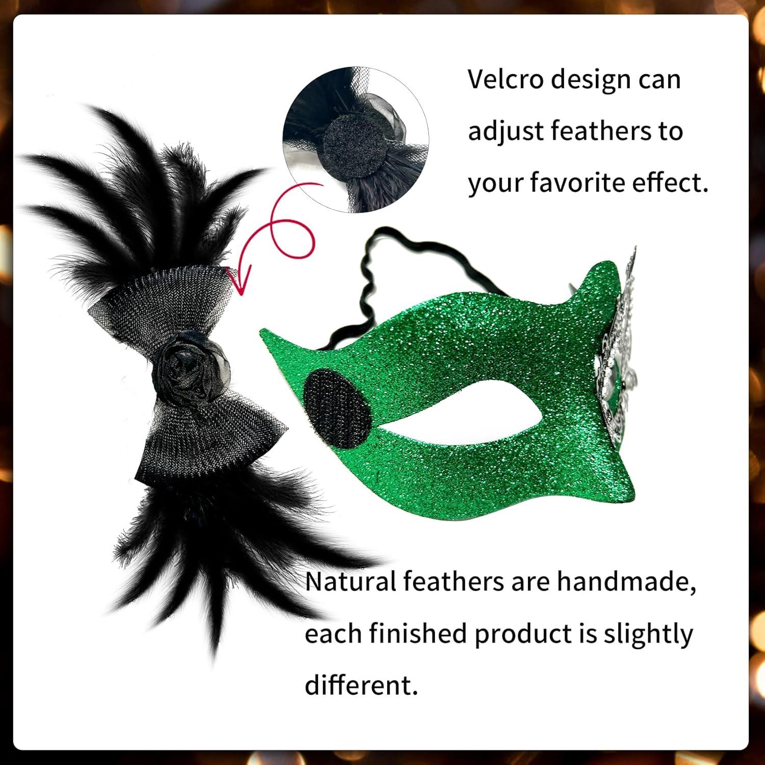 Máscara de Mascarada Elegante con Plumas para Mujeres - 2025