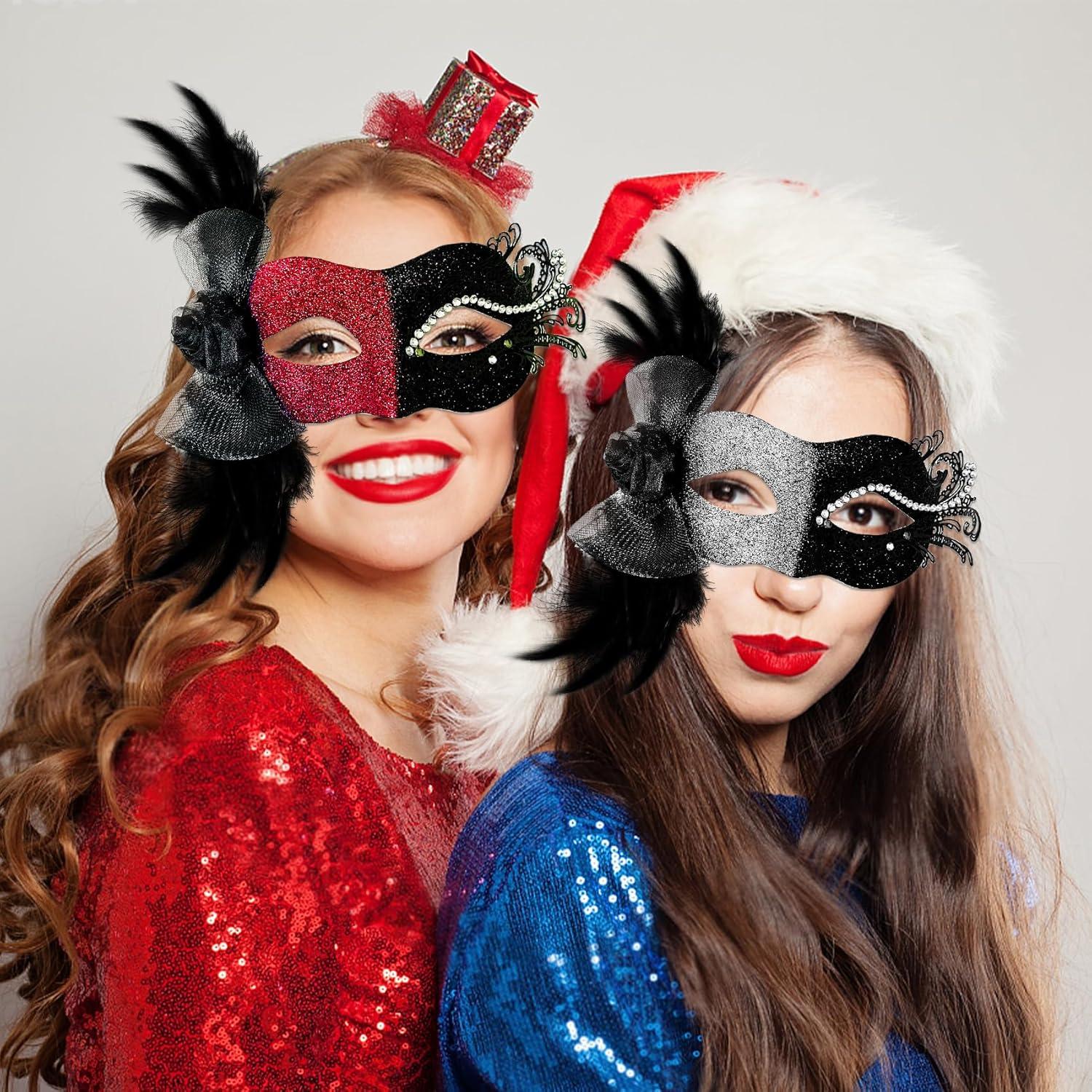 Máscara de Mascarada Elegante con Plumas para Mujeres - 2025