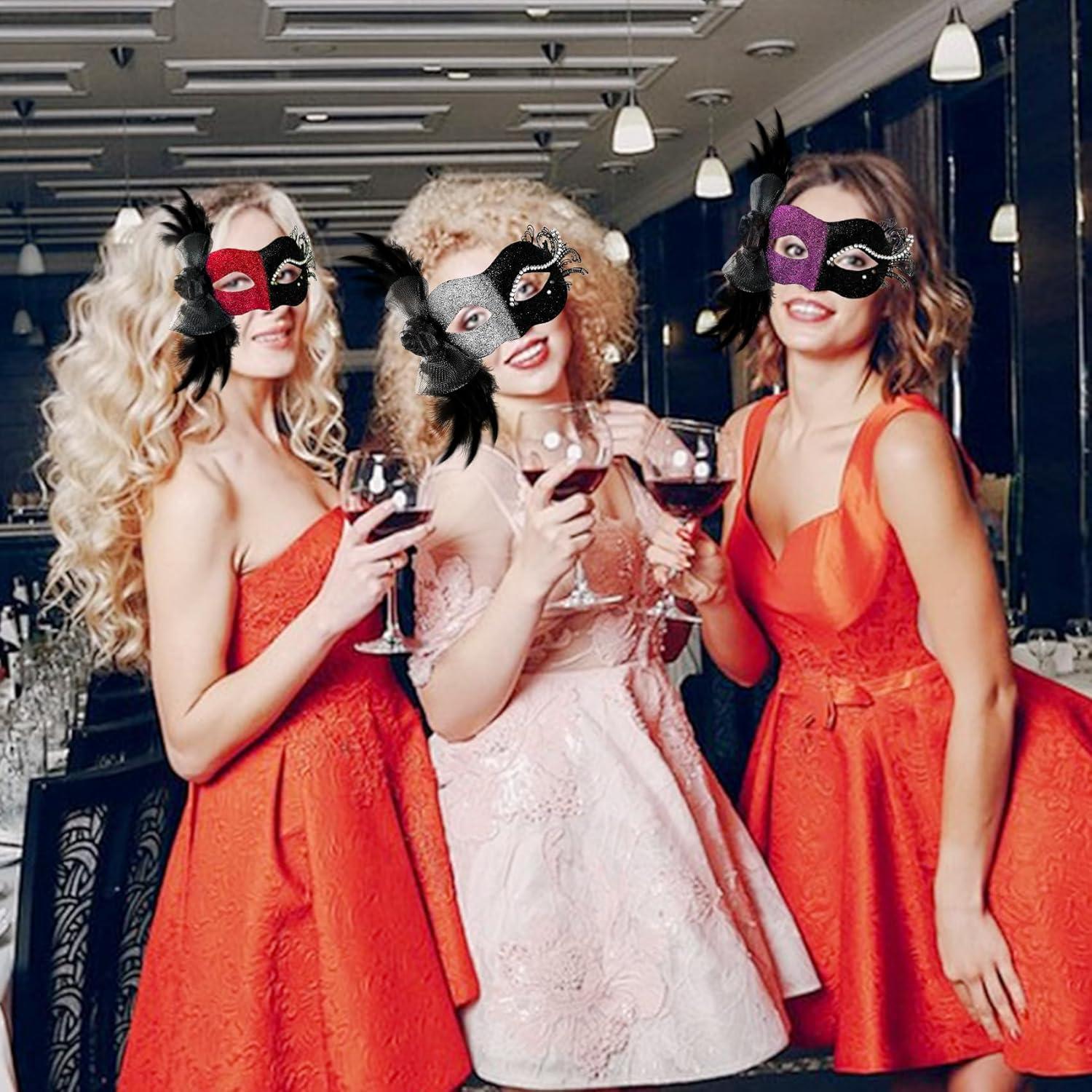 Máscara de Mascarada Elegante con Plumas para Mujeres - 2025