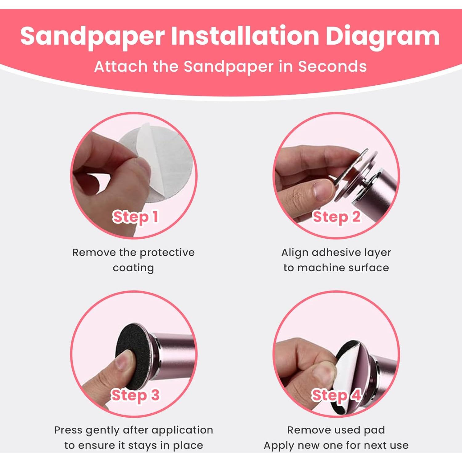 Juego de papel de lija 60 piezas TAOMAND 4.3 cm para pedicura