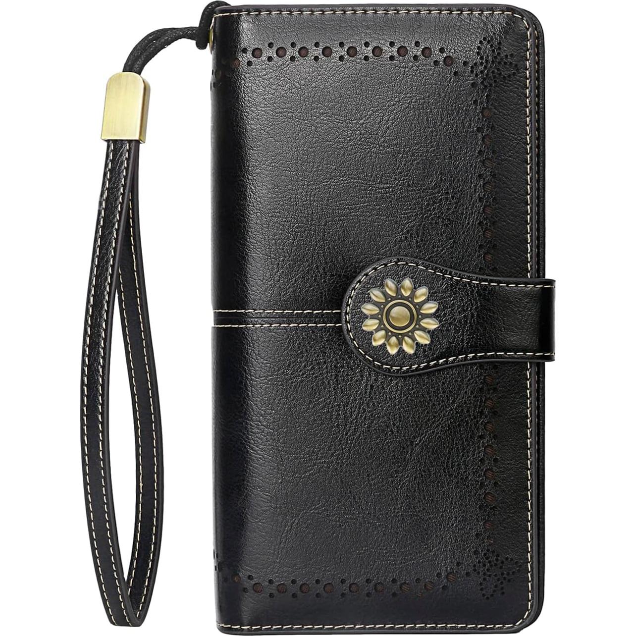 Billetera de Cuero Genuino para Mujeres con Bloqueo RFID