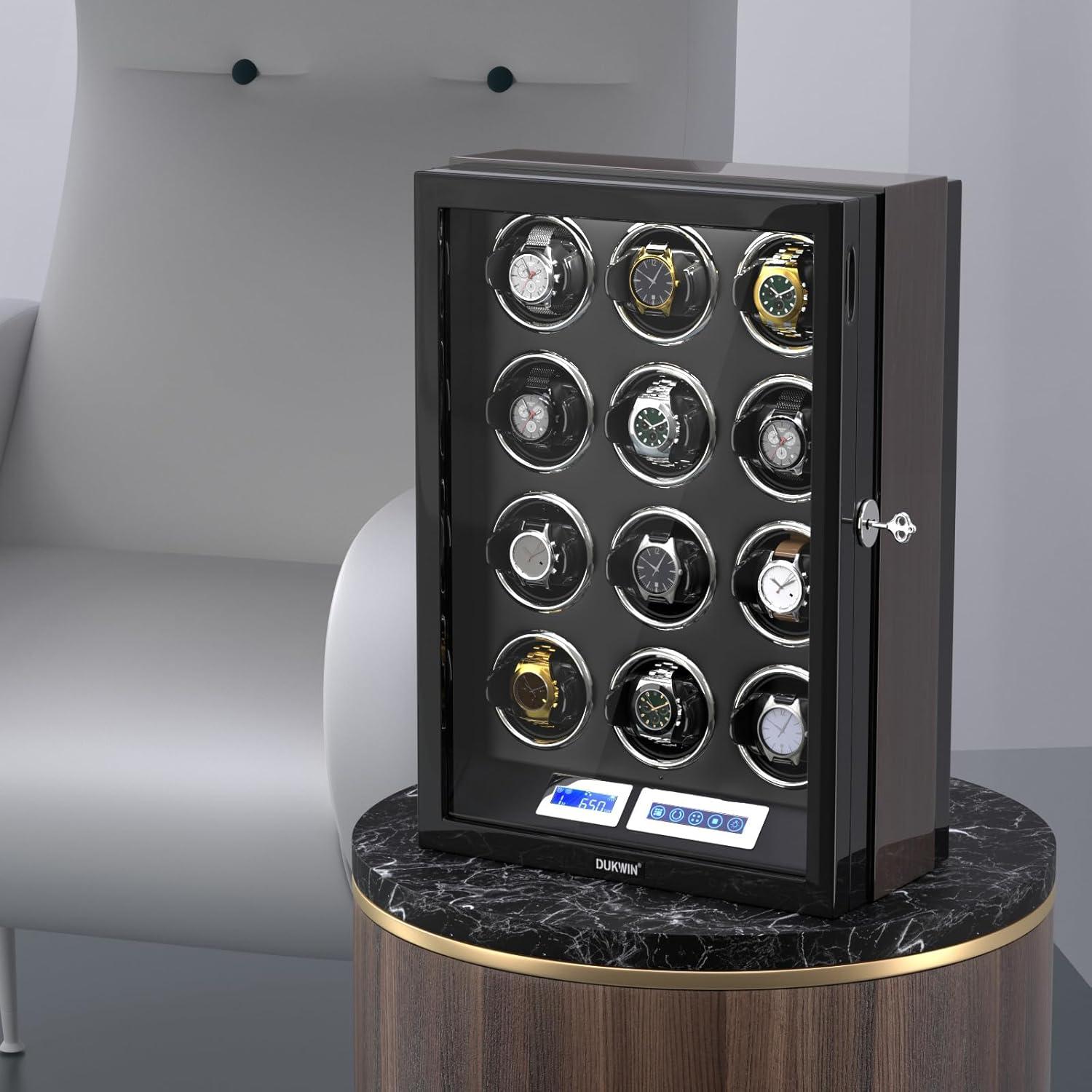 DUKWIN Winder para 12 Relojes Automáticos con Control Remoto