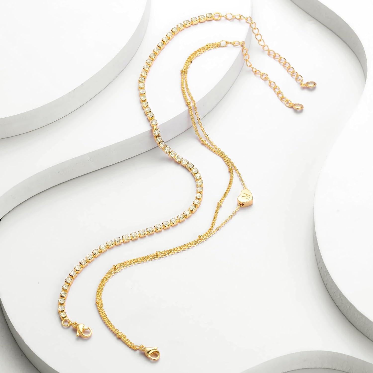 Brazaletes de Tobillo Iniciales YANODA para Mujeres Oro 14K