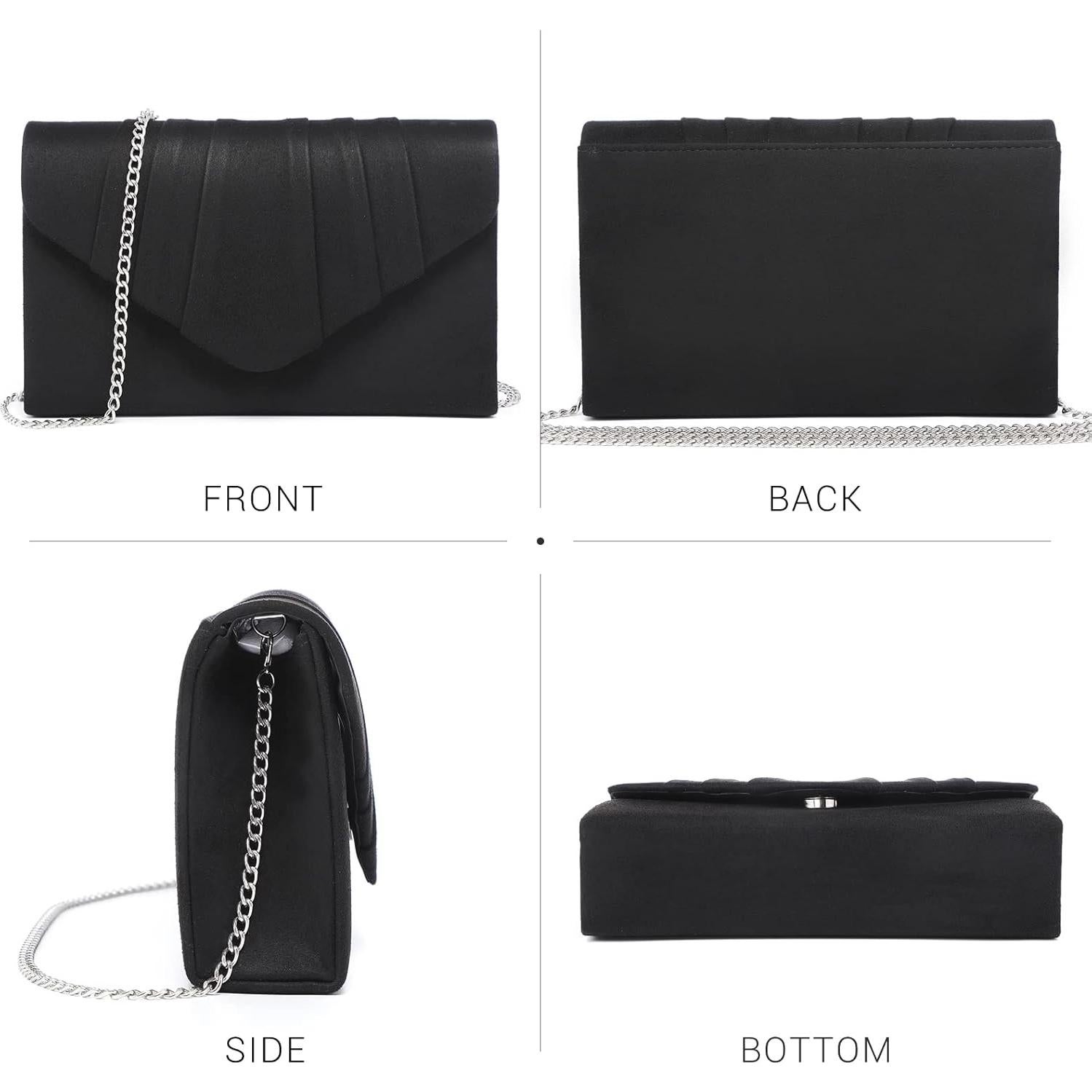 Bolso de Noche Dasein Clutch Plisado Negro Terciopelo