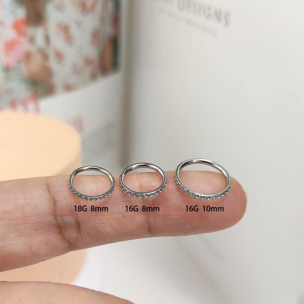 3 Aros de Nariz 16G Oro Acero Quirúrgico 8mm Segmentados