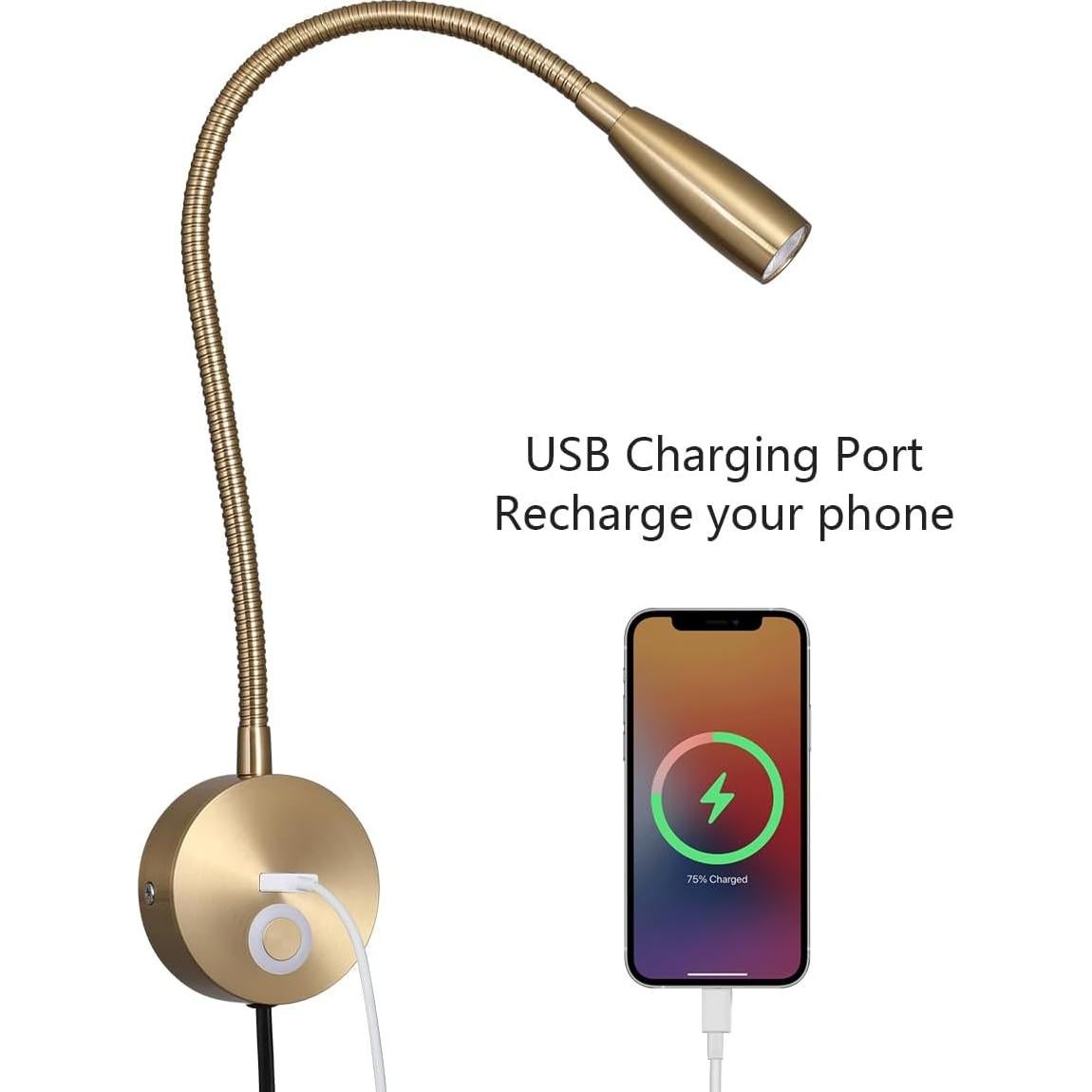 Lámpara de Lectura LED Evethbey - Cuello de Ganso Flexible USB