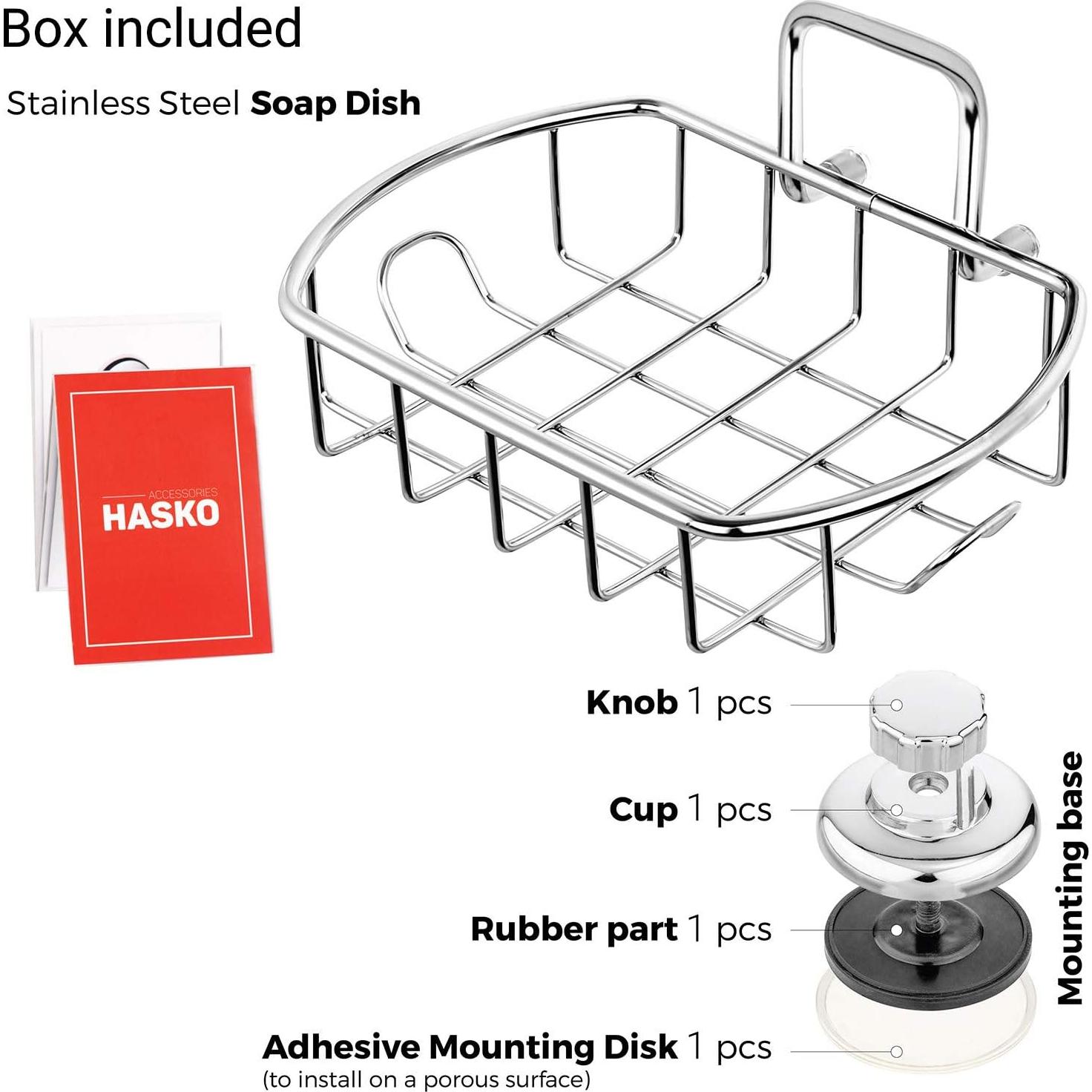 Soporte de Jabón HASKO con Ventosa Acero Inoxidable 11x12.7cm