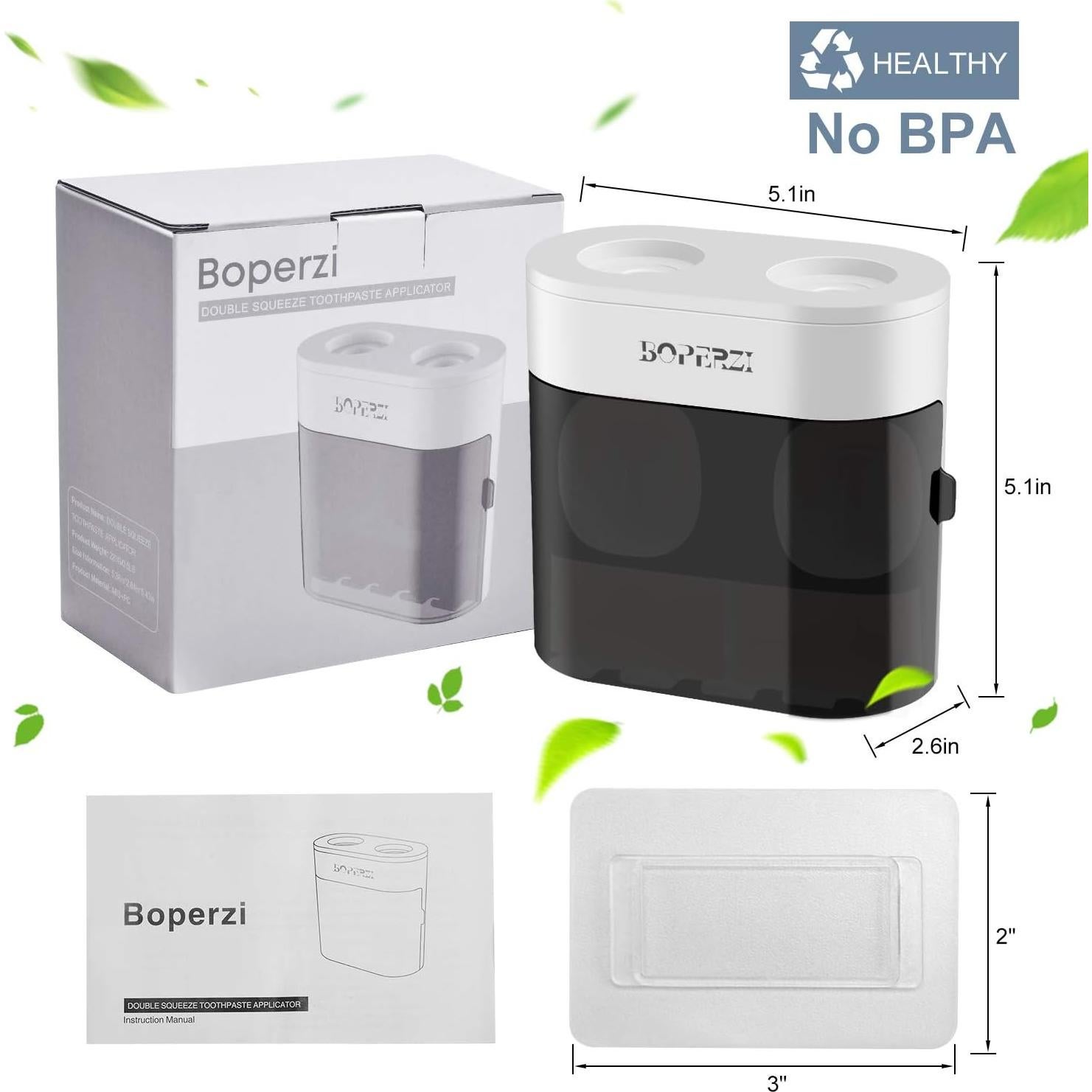 Soporte para Cepillos de Dientes Boperzi Negro con Dispensador Automático