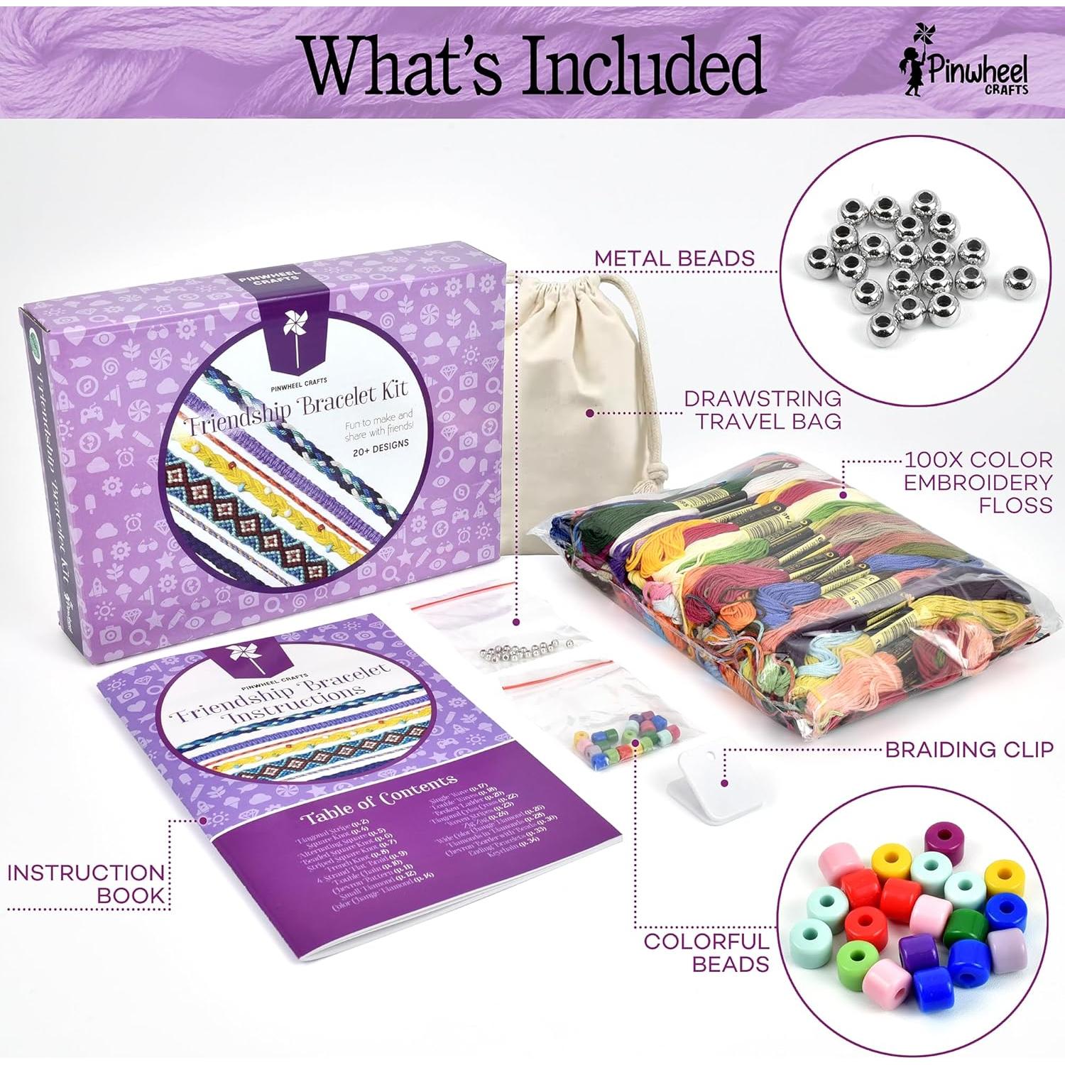 Kit de Pulsera de Amistad Pinwheel Crafts - 100 Hilos Multicolor