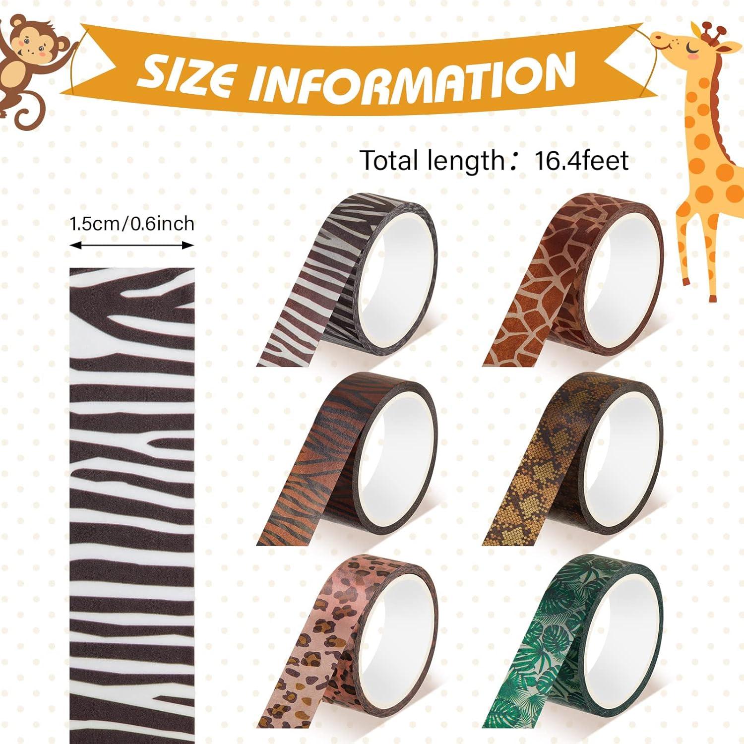 Cinta Washi Decorativa Lewtemi 12 Rollos Animales 5m 15mm