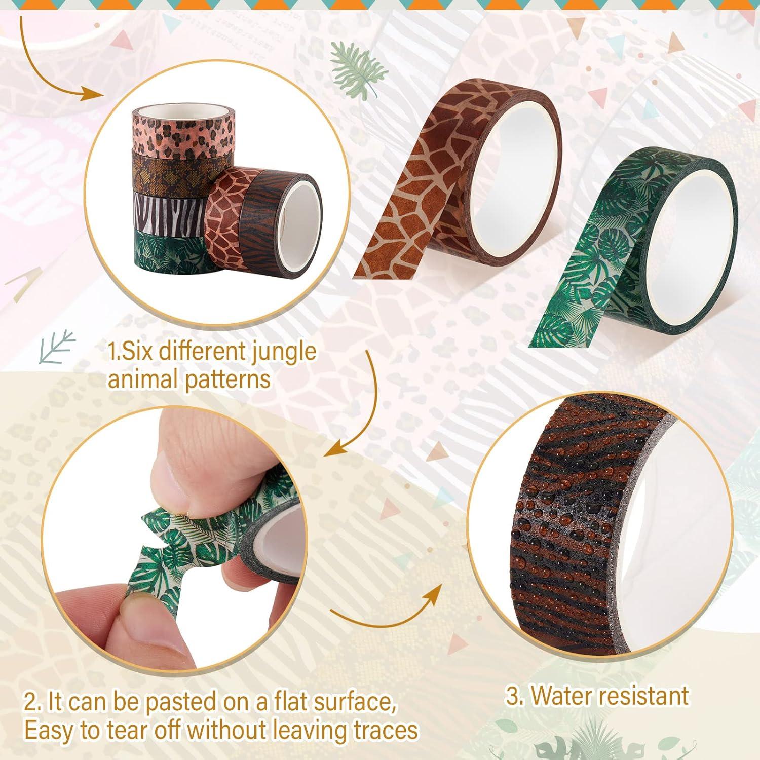 Cinta Washi Decorativa Lewtemi 12 Rollos Animales 5m 15mm