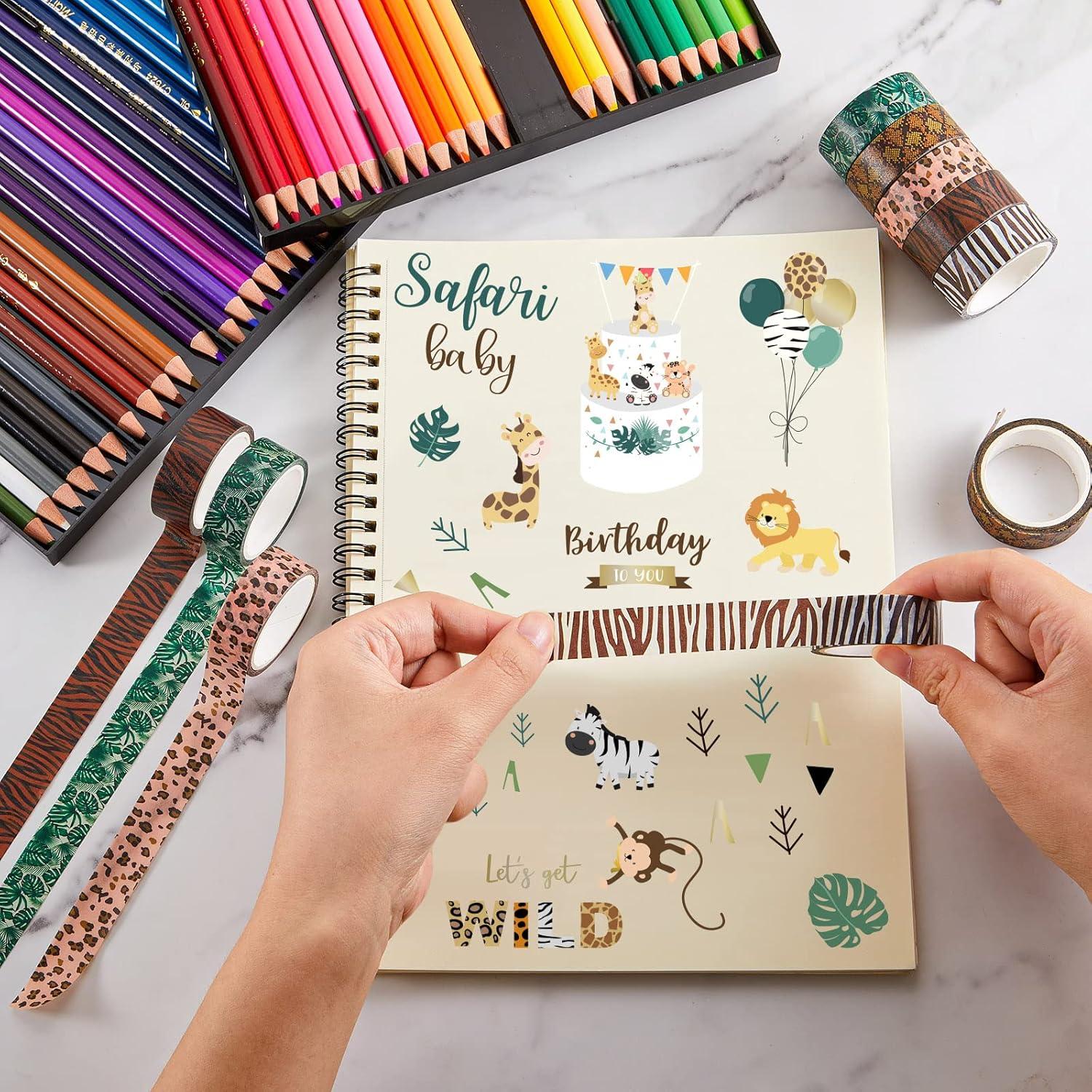 Cinta Washi Decorativa Lewtemi 12 Rollos Animales 5m 15mm