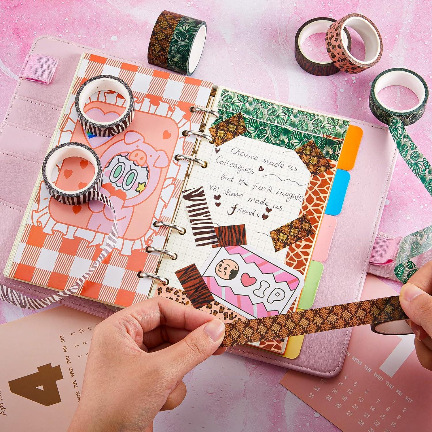 Cinta Washi Decorativa Lewtemi 12 Rollos Animales 5m 15mm