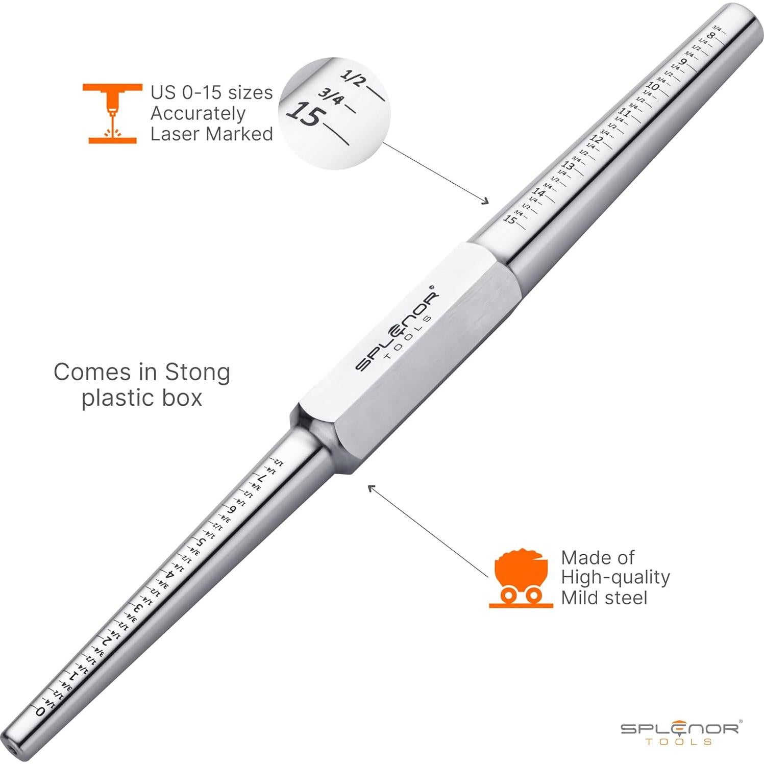 Anillo Mandril de Acero Splenor 33 cm US 0-15 Sin Estrías