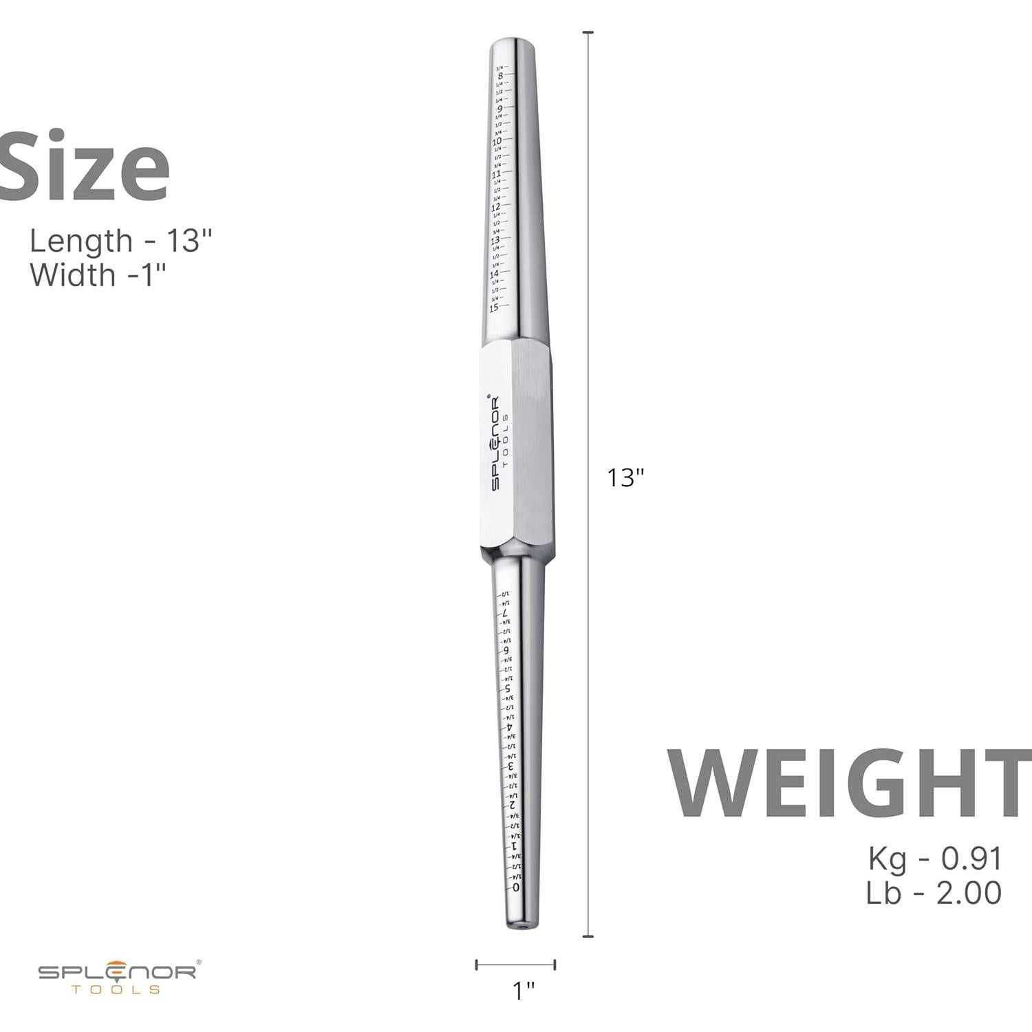 Anillo Mandril de Acero Splenor 33 cm US 0-15 Sin Estrías