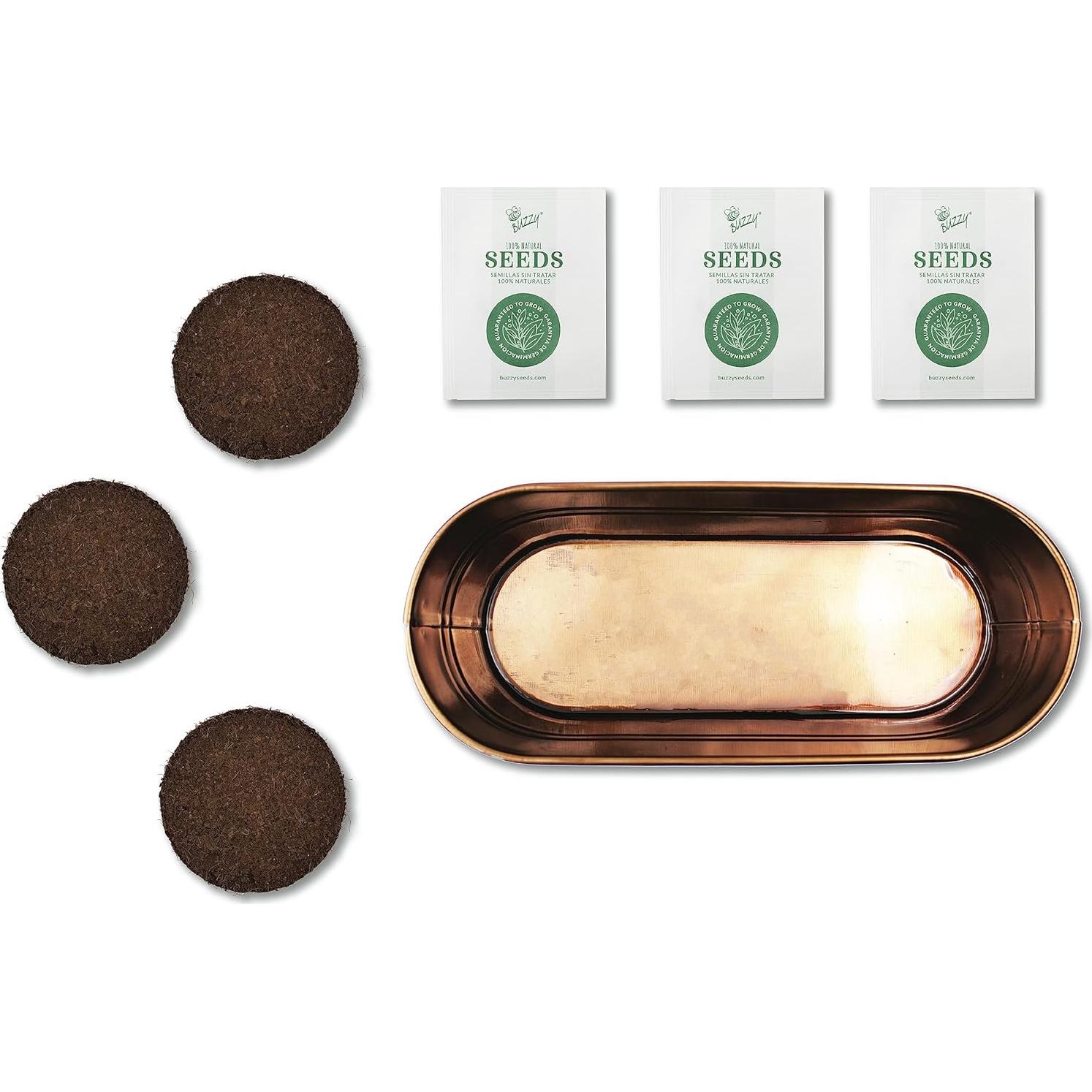 Kit de Cultivo Orgánico BUZZY para Ventanas - Albahaca, Cilantro y Cebollino
