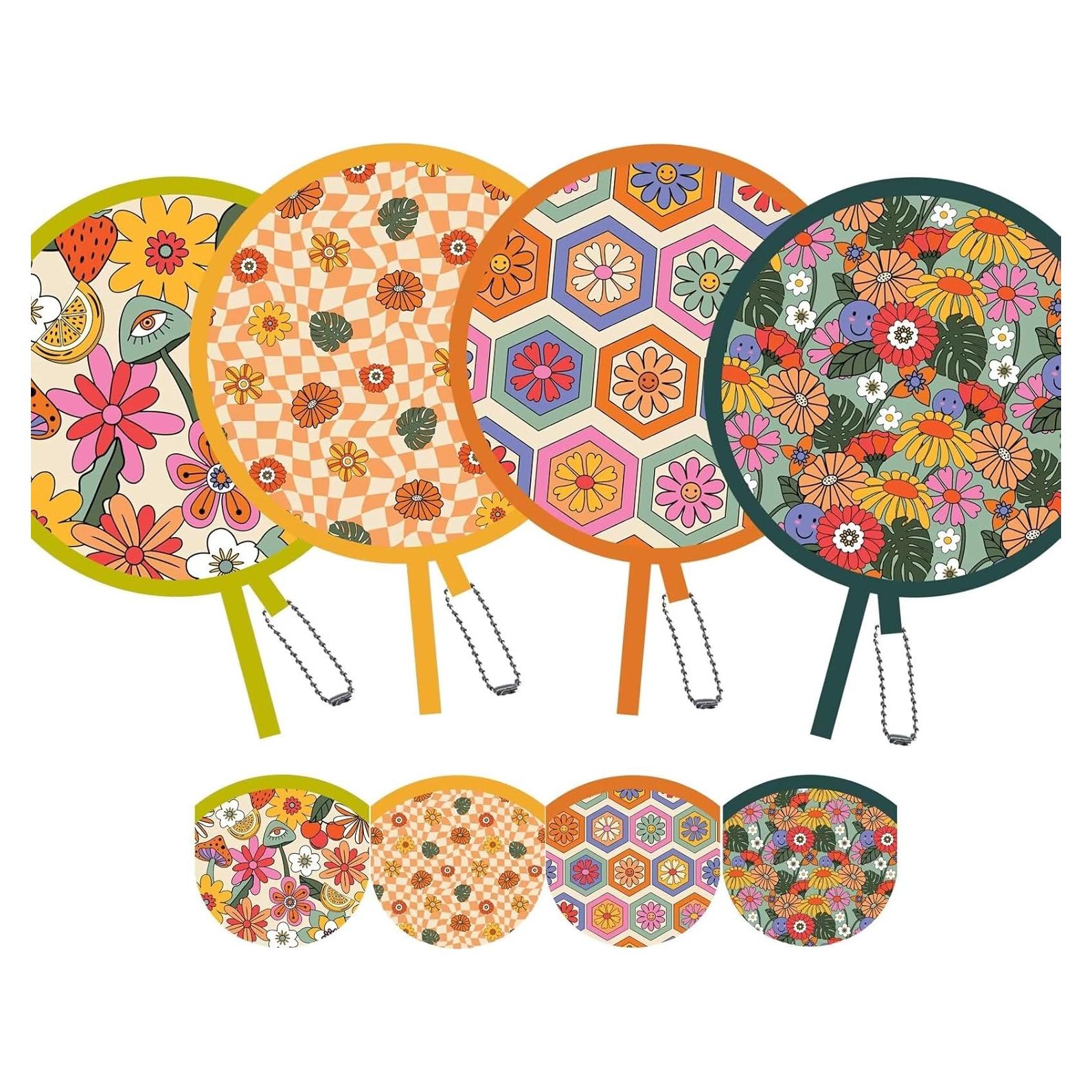 Paquete de 4 Ventiladores de Mano SUJJY Retro Plegables Coloridos