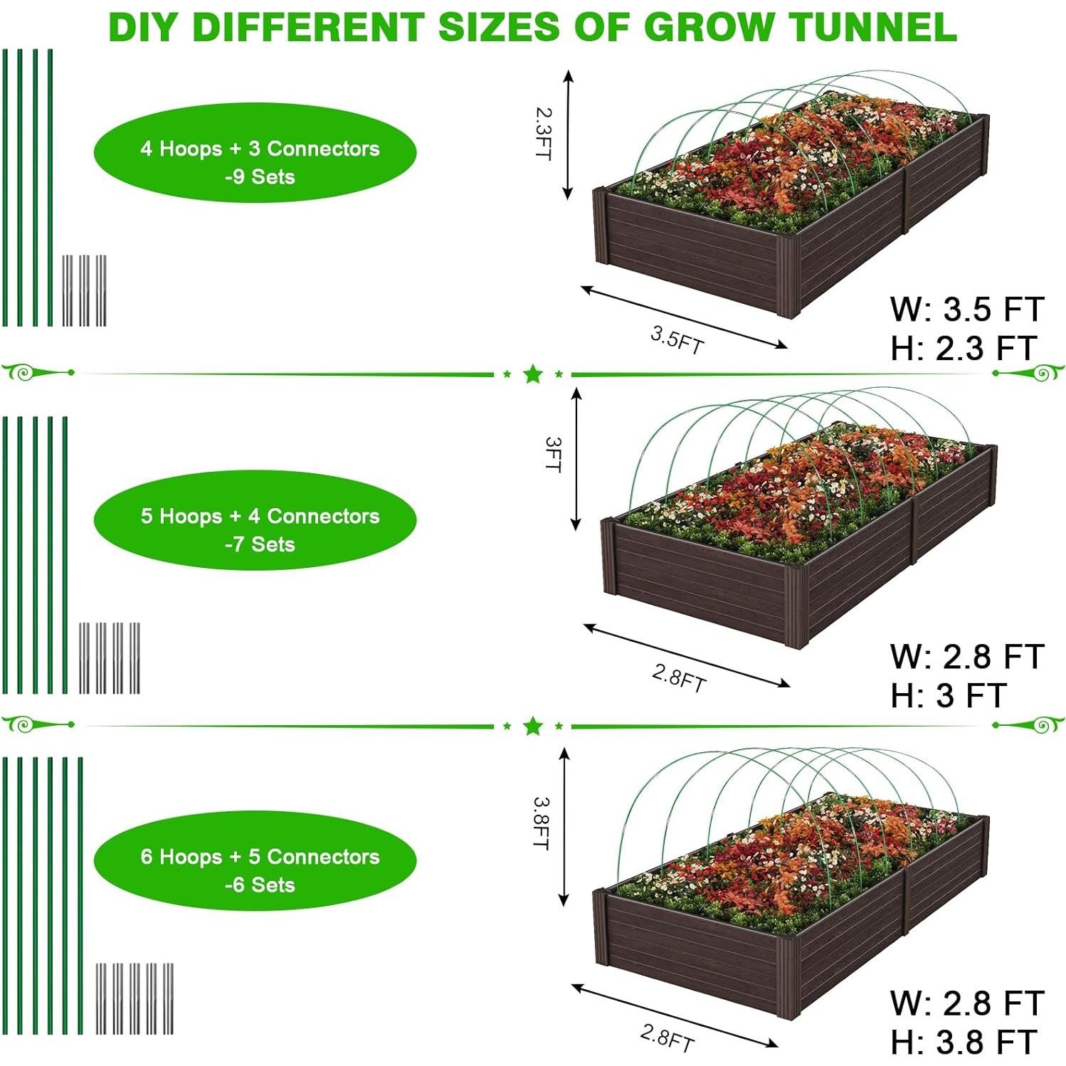 Arcos de Jardín FuBegi 36pcs Fibra de Vidrio para Camas Elevadas