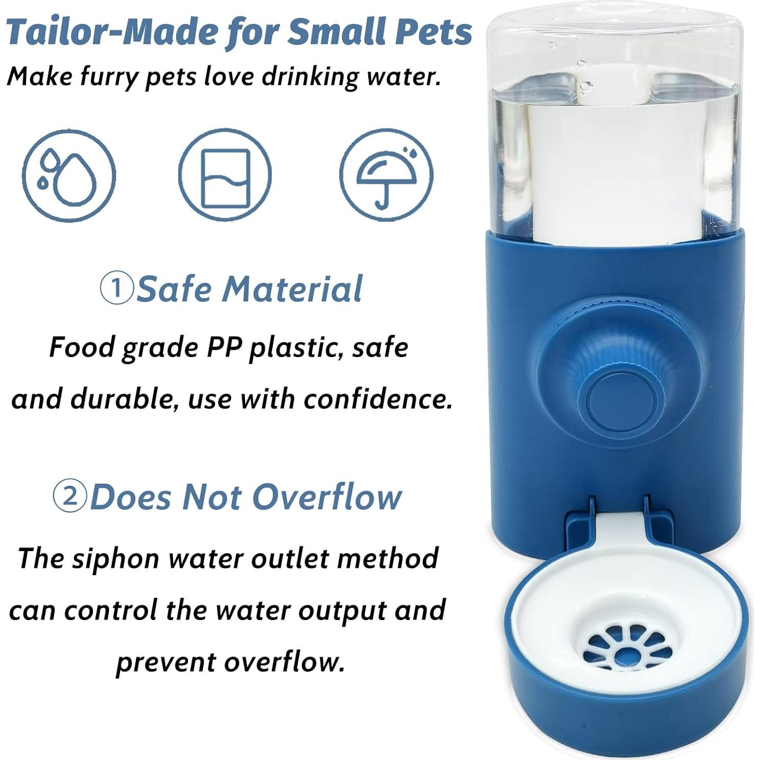 Botella de Agua Colgante Fhiny para Mascotas 600ml 2 PCS Azul