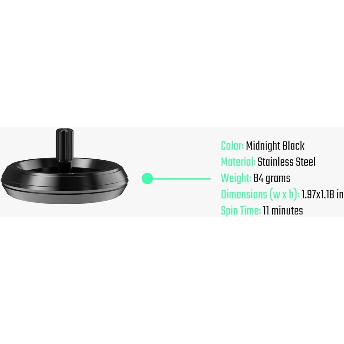 Peonza Giratoria UFO Tops - Acero Inoxidable Negro - Lago Superior