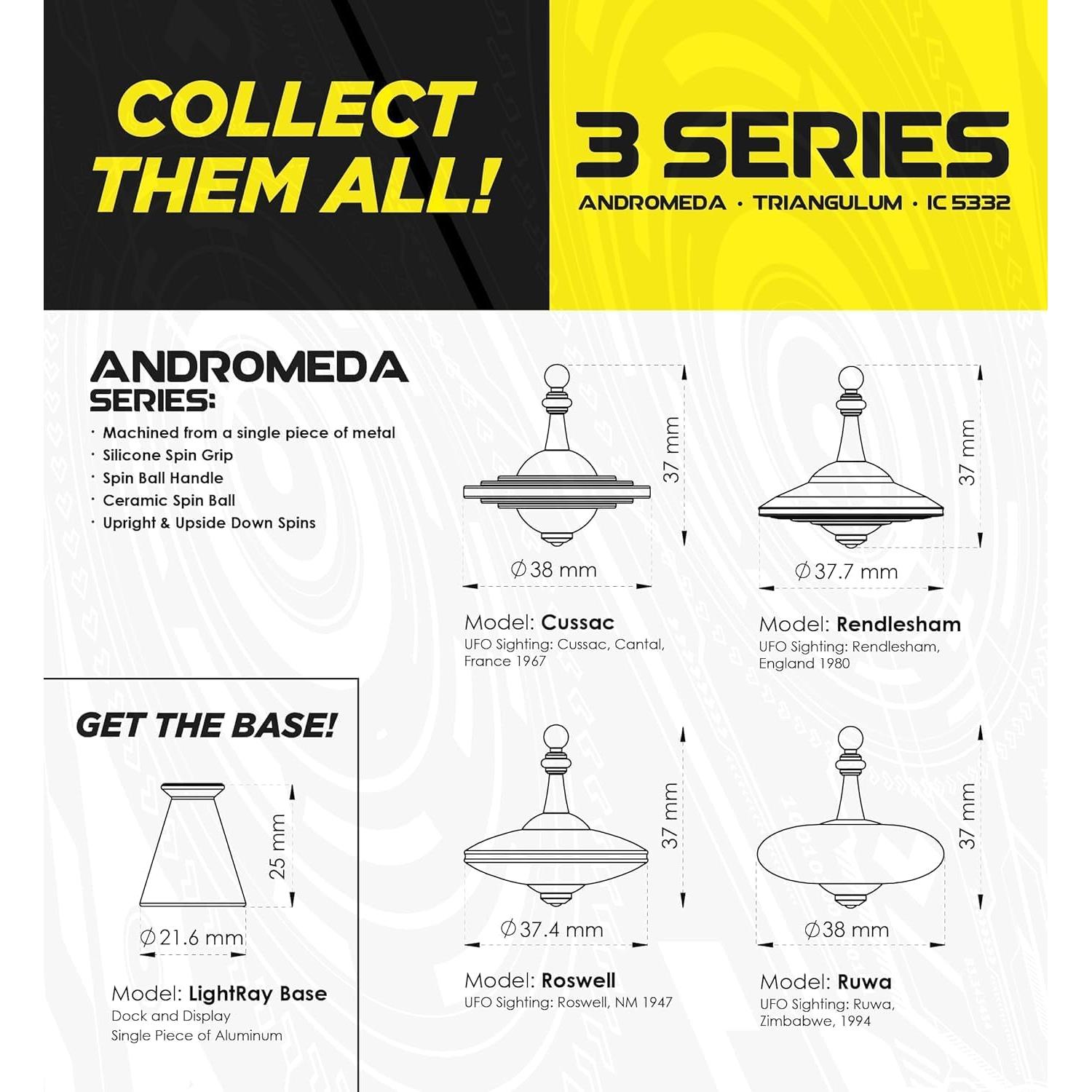 Peonza Giratoria UFO Tops - Acero Inoxidable Negro - Lago Superior